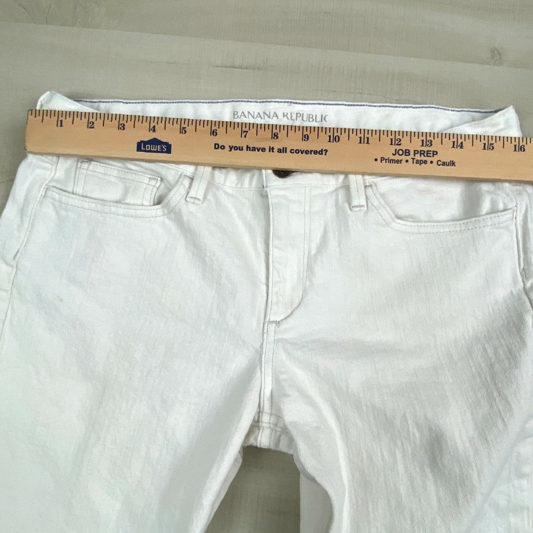 Banana Republic Banana Republic Womens Straight Leg Stretch Jeans White Denim 32 Waist Low Rise Size 24" / US 00 / IT 34 - 7 Thumbnail