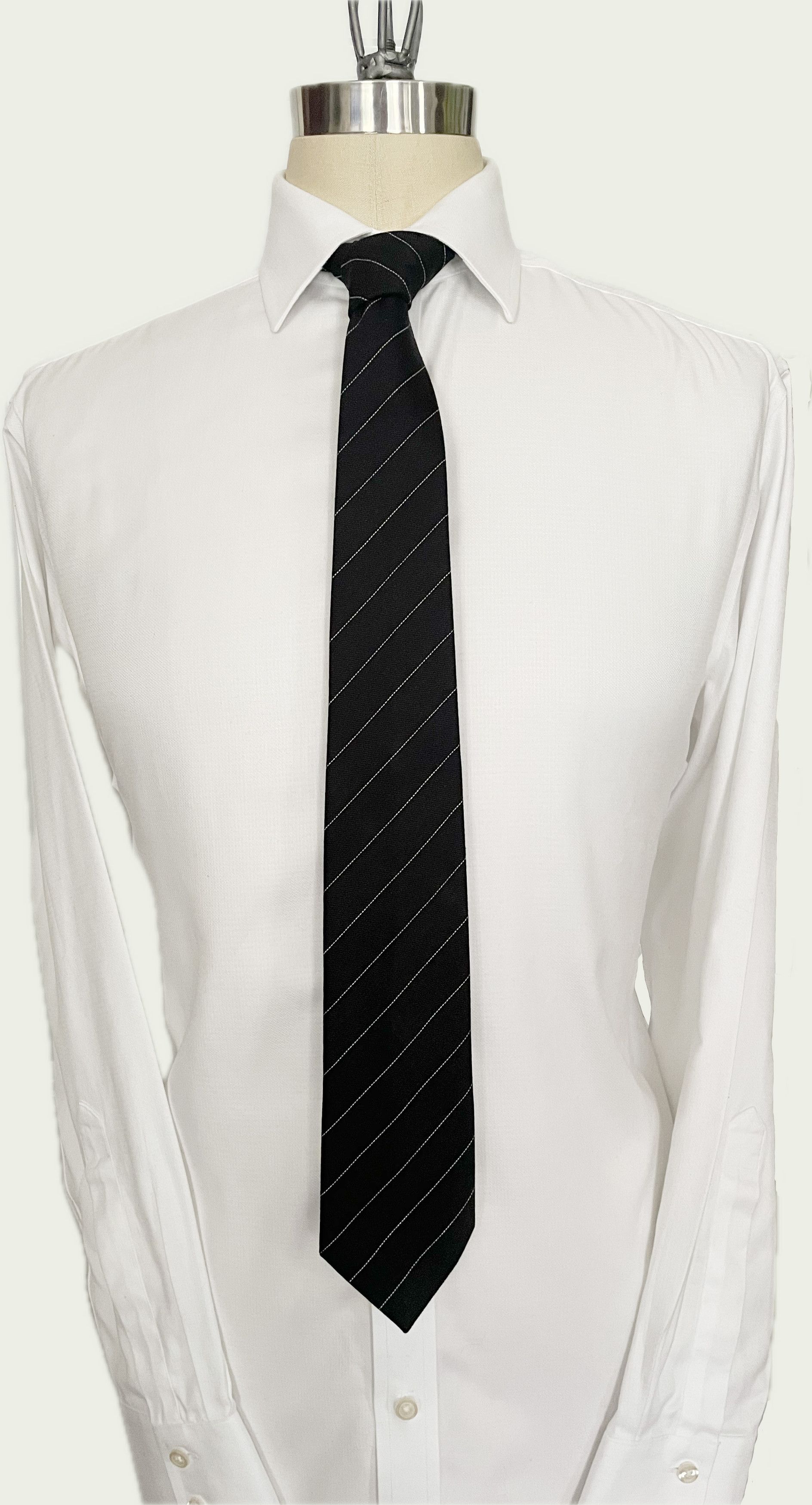 Other Handmade 7-Fold Tie – Black & White Cotton Pinstripes (3") Size ONE SIZE - 2 Thumbnail