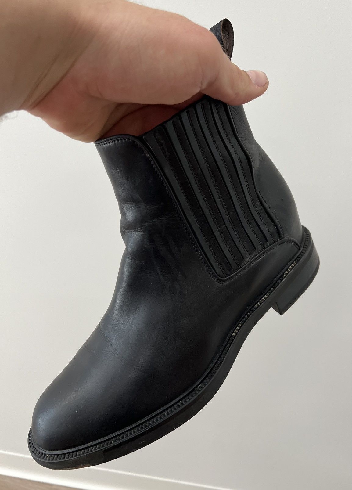 Santoni Santoni Leather Black Ankle Chelsea Boots Size US 8.5 / IT 38.5 - 5 Thumbnail