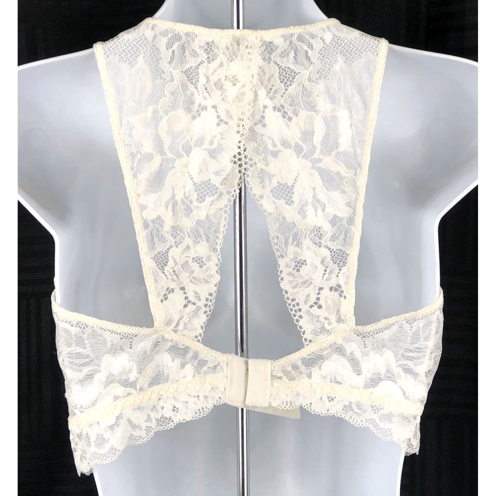 Vintage NWOT bralette Halter Ivory Floral Lace Surplice Fairy C Cup M Women Bralette Size ONE SIZE - 3 Thumbnail