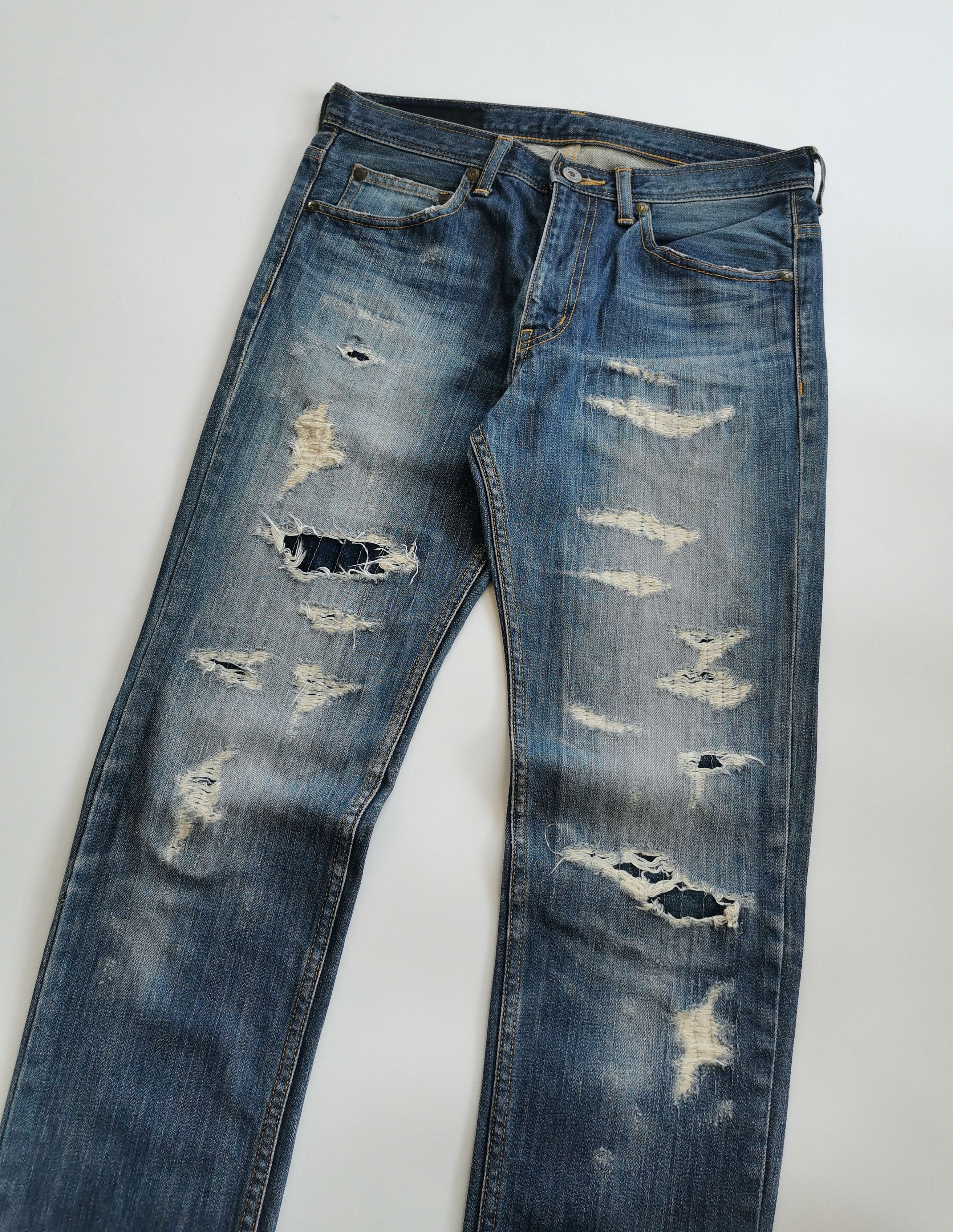Number (N)ine Nano Universe Distressed Patchwork Boromono Denim Jeans Size US 29 - 2 Thumbnail