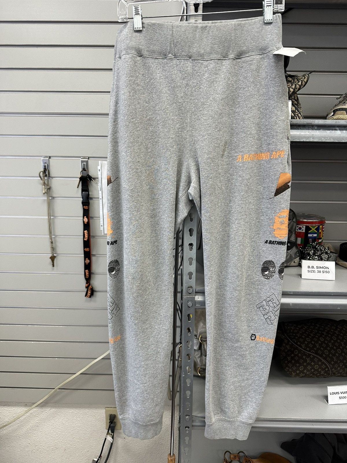 Bape BAPE mutli logo sweatpants joggers gray medium bathing ape Size US 32 / EU 48 - 1 Thumbnail
