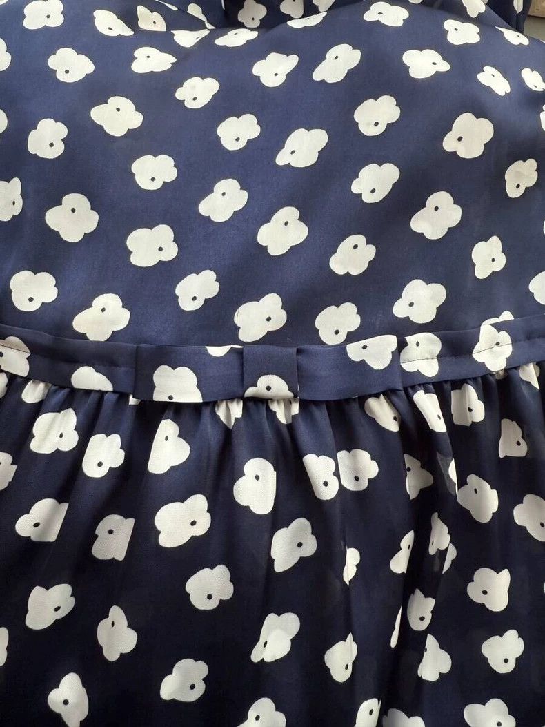 Comme des Garcons Comme Des Garcons Navy White Floral Cute Dress Size S / US 4 / IT 40 - 6 Thumbnail
