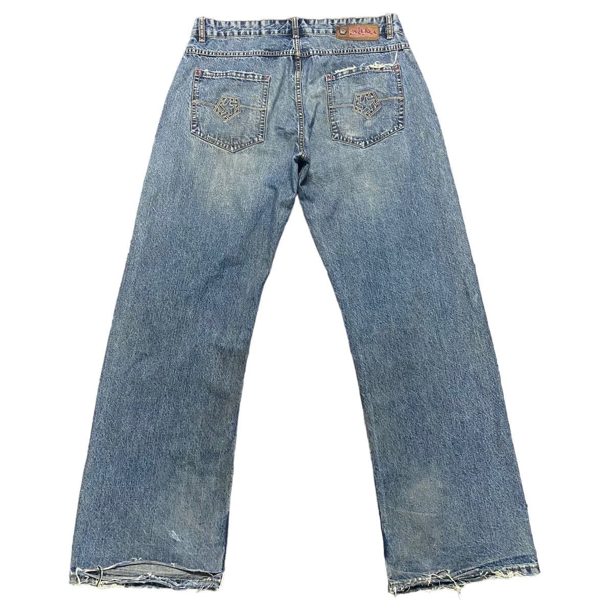 image of Tribal Street Wear x Vintage Tribal Denim Baggy Dirty Fade Jeans in Blue, Men's (Size 36)
