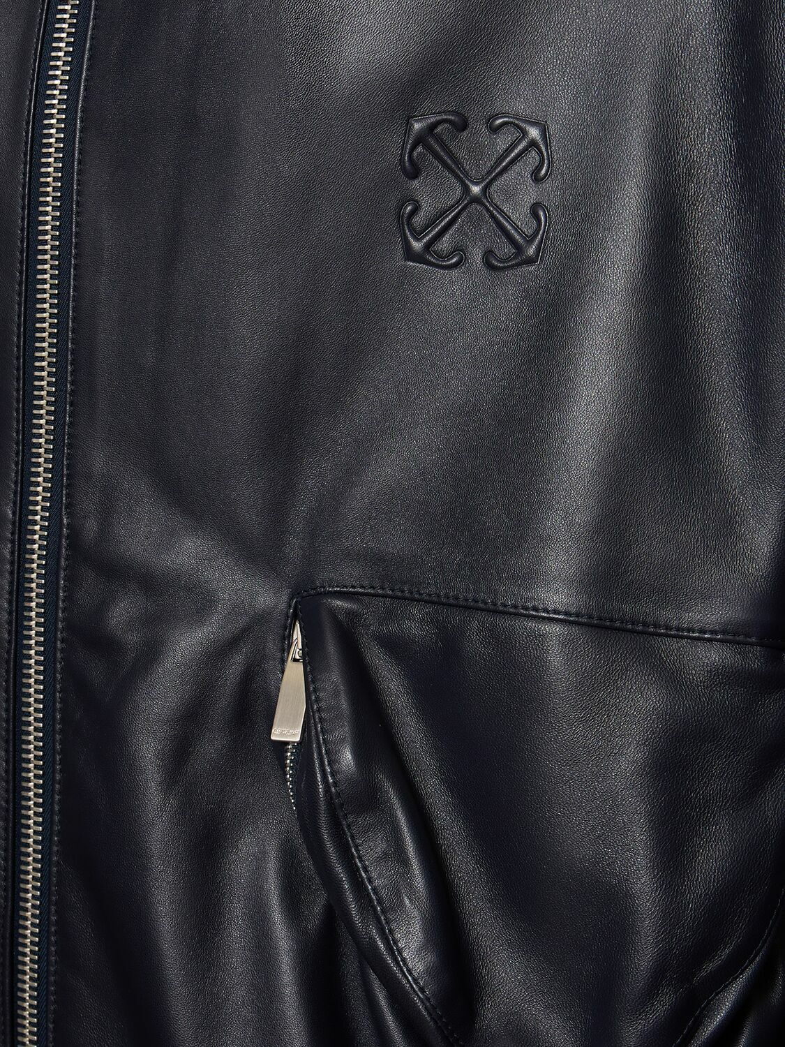 Off-White o1y0225 Logo Leather Jacket in Black Size US M / EU 48-50 / 2 - 3 Thumbnail
