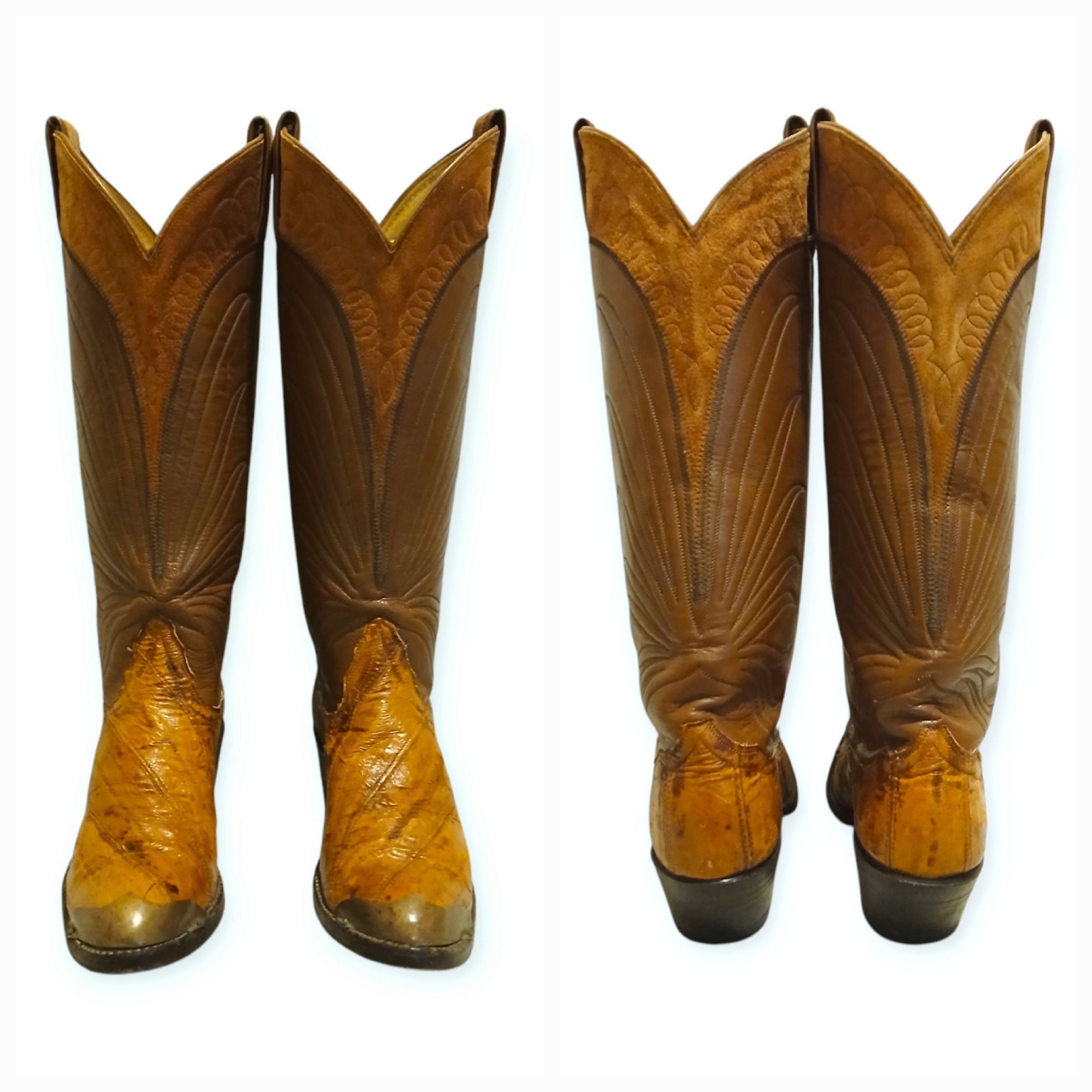 Tony Lama × Vintage Tony Lama Black Label Exotic Eel Leather Boots Size 5.5 B Size US 5.5 / IT 35.5 - 5 Thumbnail