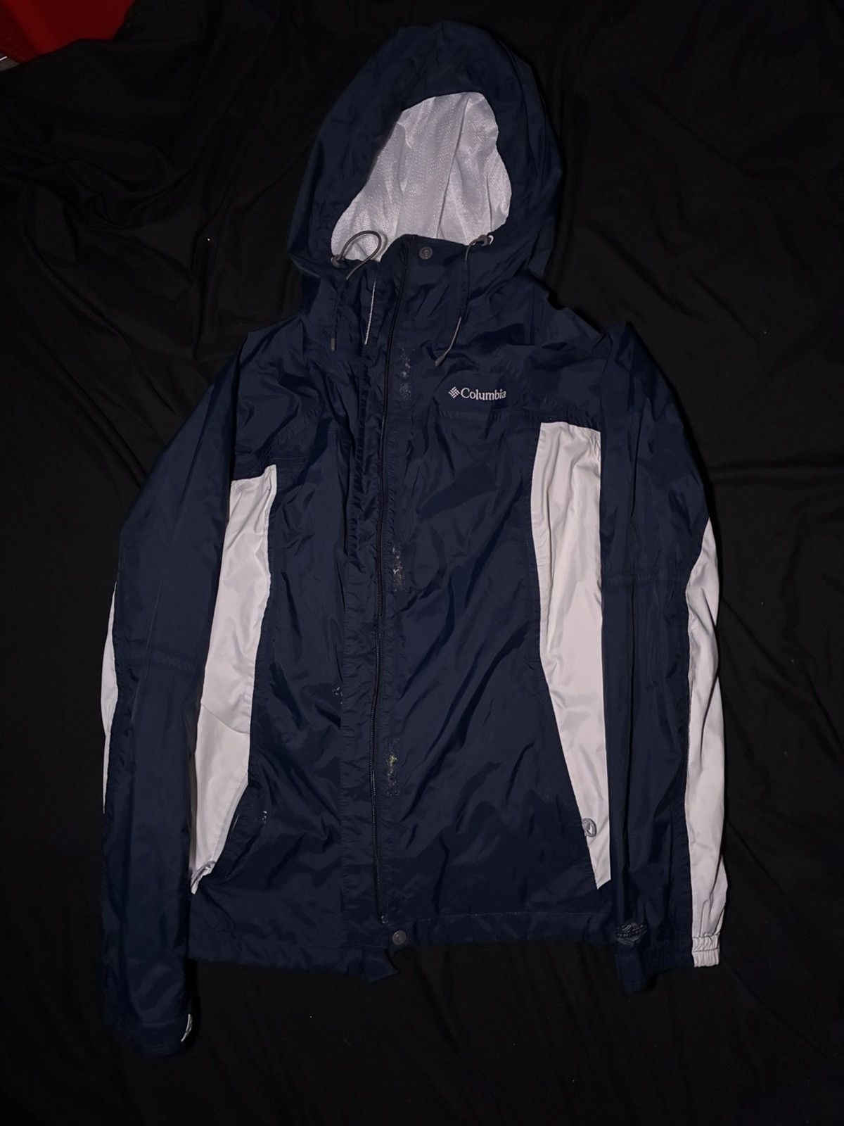 Columbia Columbia Navy & White Omni-Tech Rain Jacket Size L / US 10 / IT 46 - 1 Thumbnail