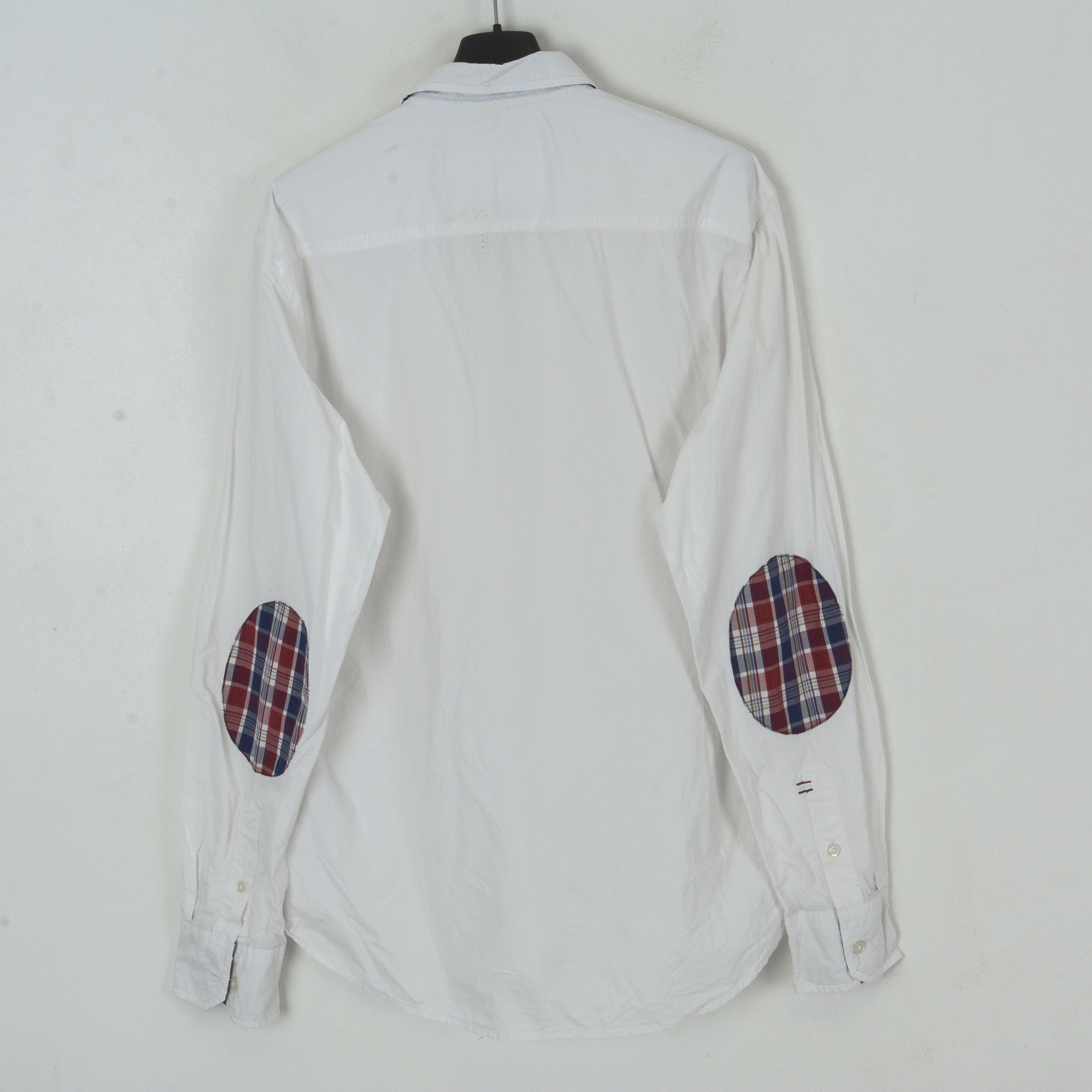 Napapijri Men's XL Shirt Button Up Check Elbow Patches Cotton Collared Size US XL / EU 56 / 4 - 4 Thumbnail