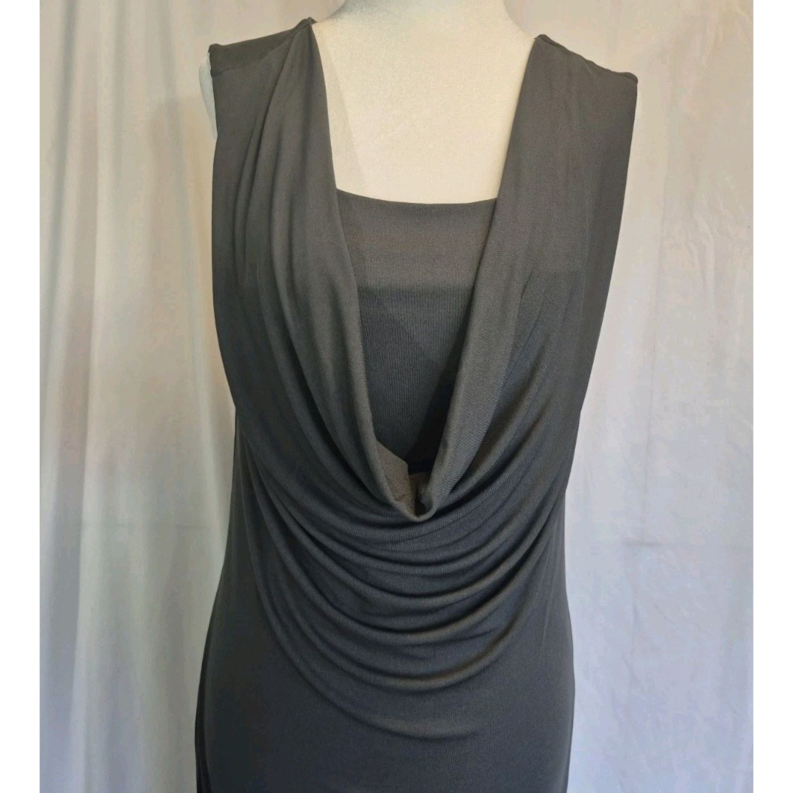 Max Mara Max Mara Designer Drape Gray Midi Dress Italy 38 US 8 Size M / US 6-8 / IT 42-44 - 2 Thumbnail