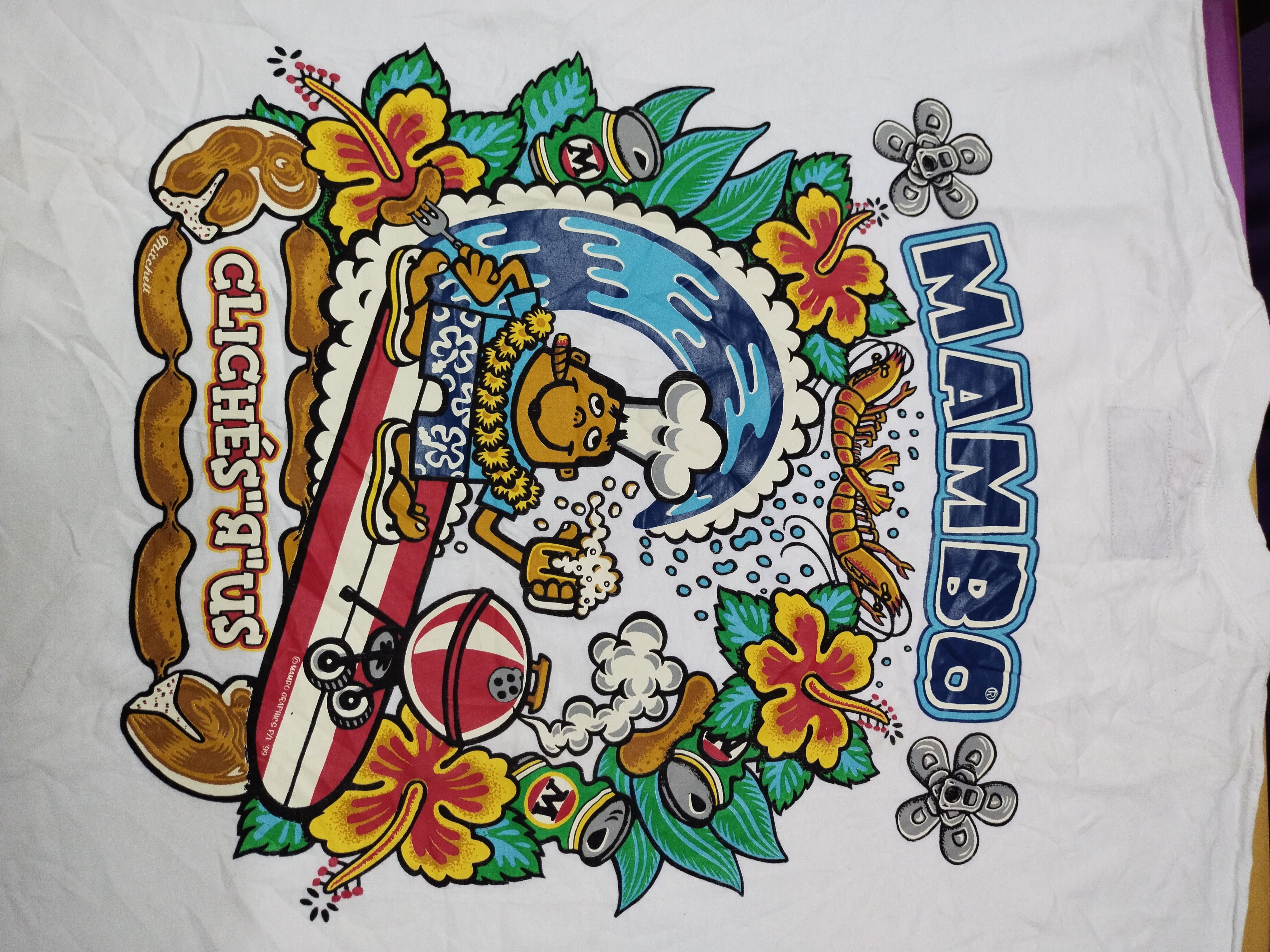Mambo Vintage Mambo Graphics Surf & Turf Mitchell White Tee Size US L / EU 52-54 / 3 - 3 Thumbnail