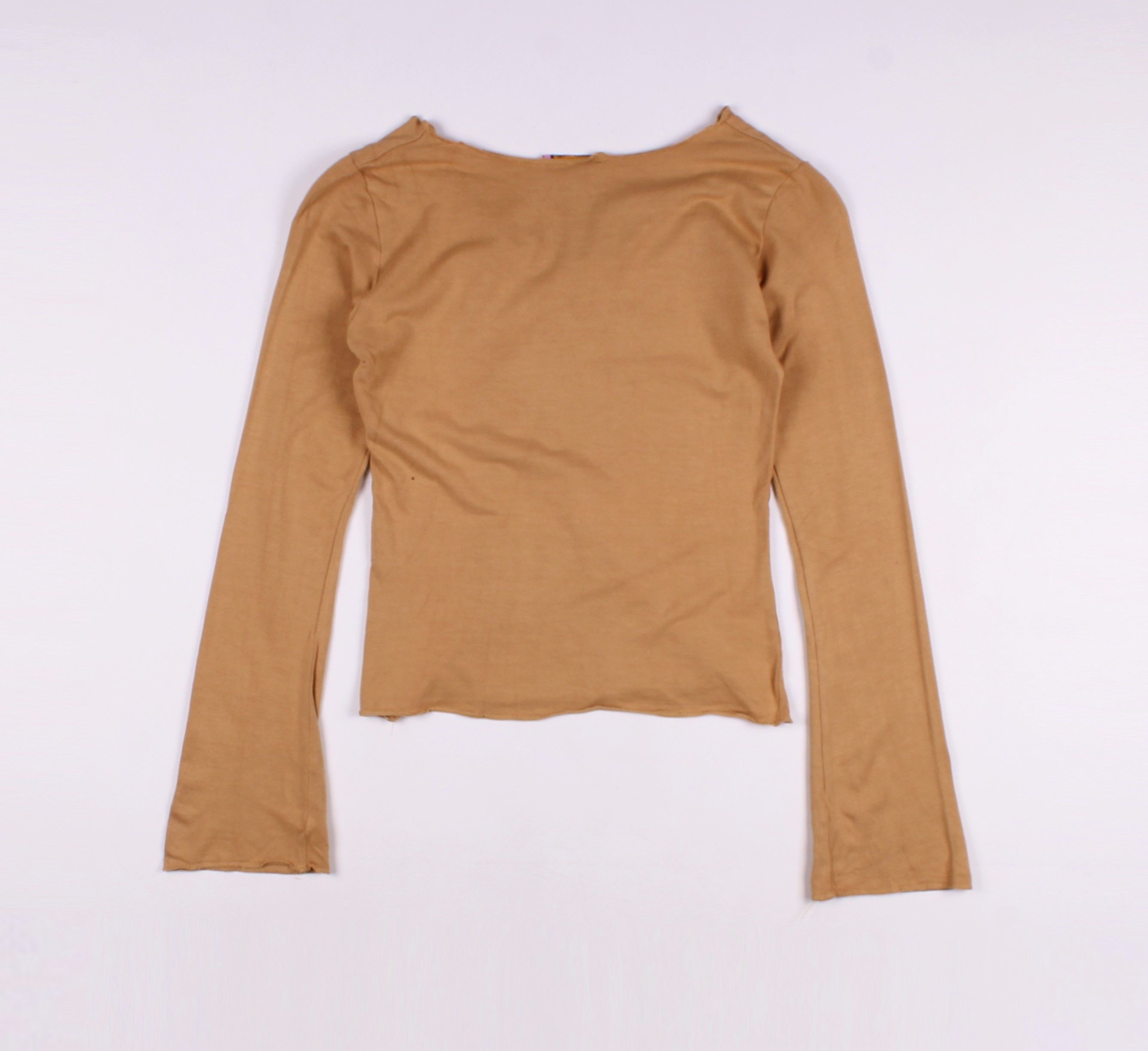Vintage Vintage Y2K Tan Long Sleeve Top Size XS / US 0-2 / IT 36-38 - 6 Thumbnail