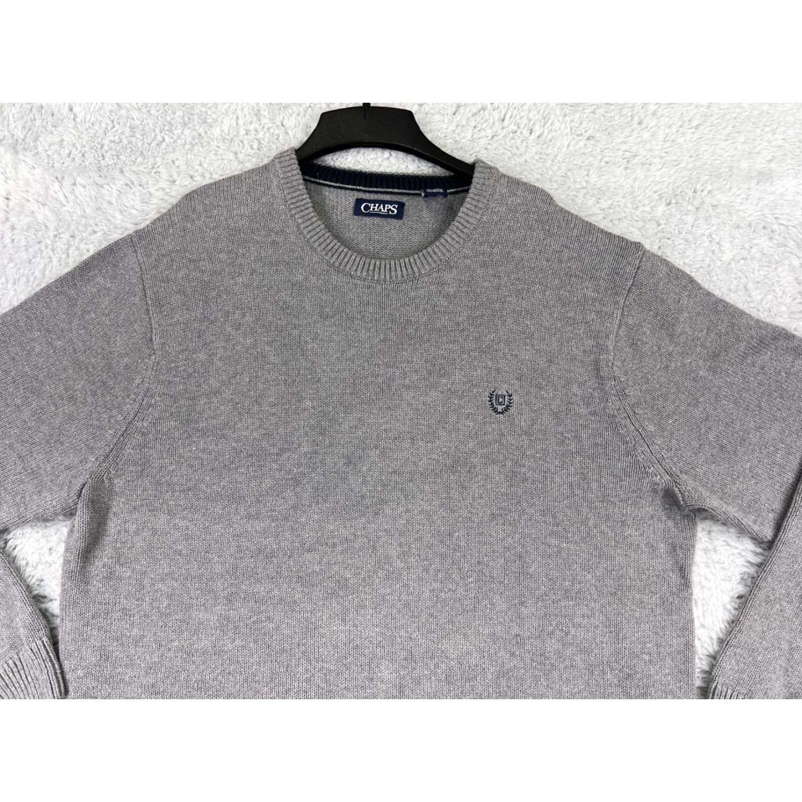 Chaps VINTAGE Chaps Sweater Mens XL Gray Knit 100% Cotton Crew Neck Embroidered Logo Shirt? Size US XL / EU 56 / 4 - 4 Thumbnail