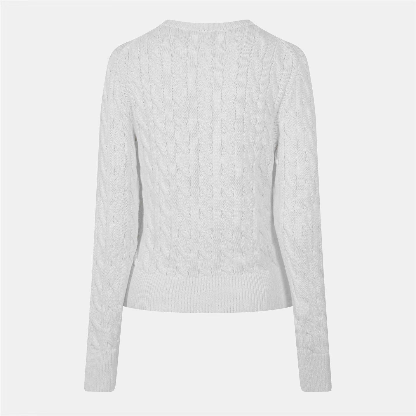 Polo Ralph Lauren o1g2r1mq0825 Stretch Cotton Crewneck Cardigan in White Size S / US 4 / IT 40 - 2 Thumbnail