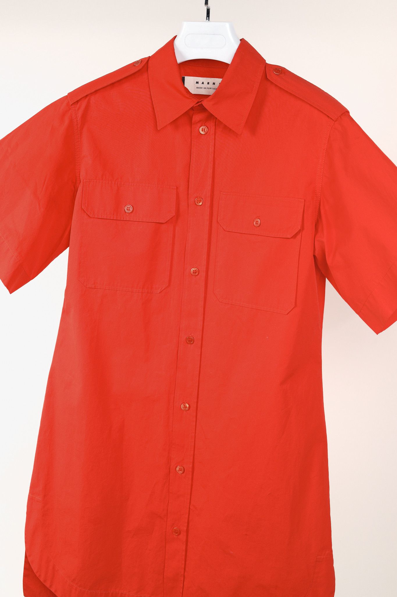Marni Marni Red Cotton Poplin Short-Sleeve Shirt Dress Size M / US 6-8 / IT 42-44 - 3 Thumbnail