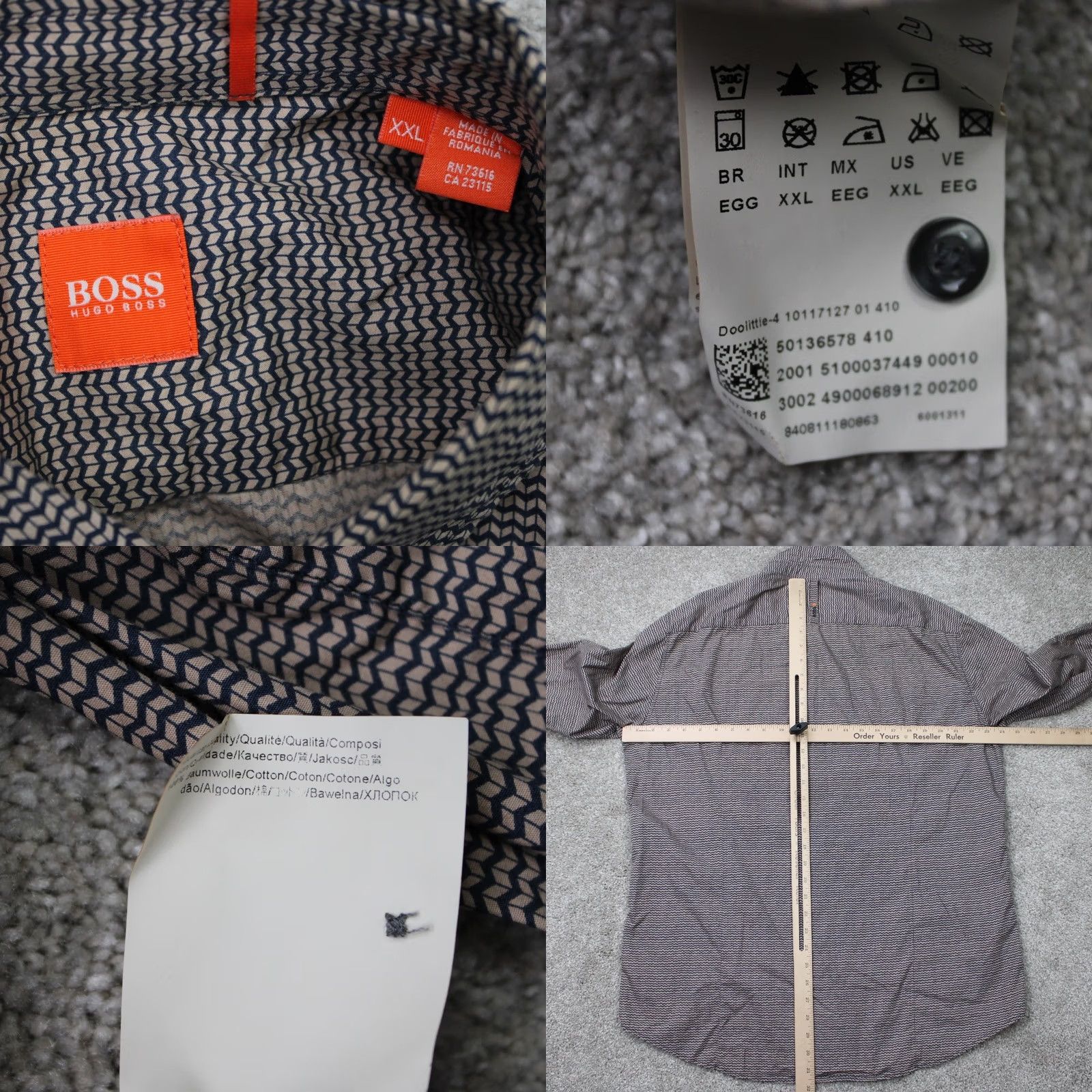 Hugo Boss HUGO BOSS Doolittle Shirt Mens 2XL XXL Gray 100% Cotton L/S Button Up Shirt Size US XXL / EU 58 / 5 - 8 Thumbnail