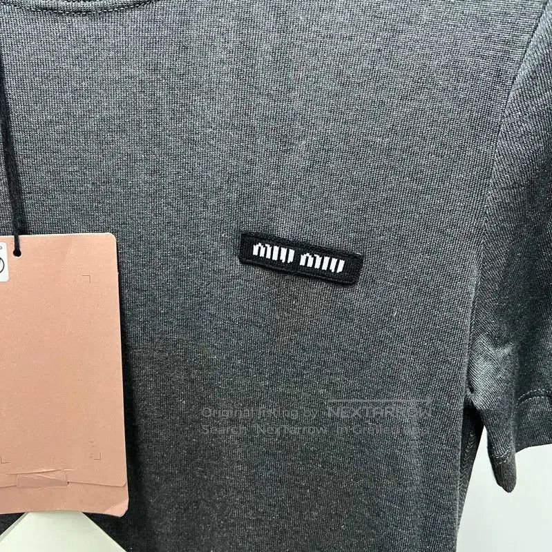 Miu Miu Miu Miu Gray Cotton Logo Embroidered Dress . Size S / US 4 / IT 40 - 2 Thumbnail