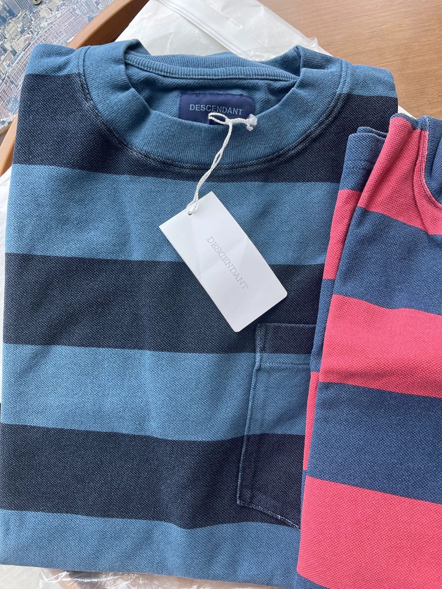 Descendant DESCENDANT 19ss Indigo Red/Blue Striped Pocket T-Shirt size 2 Size US M / EU 48-50 / 2 - 2 Thumbnail