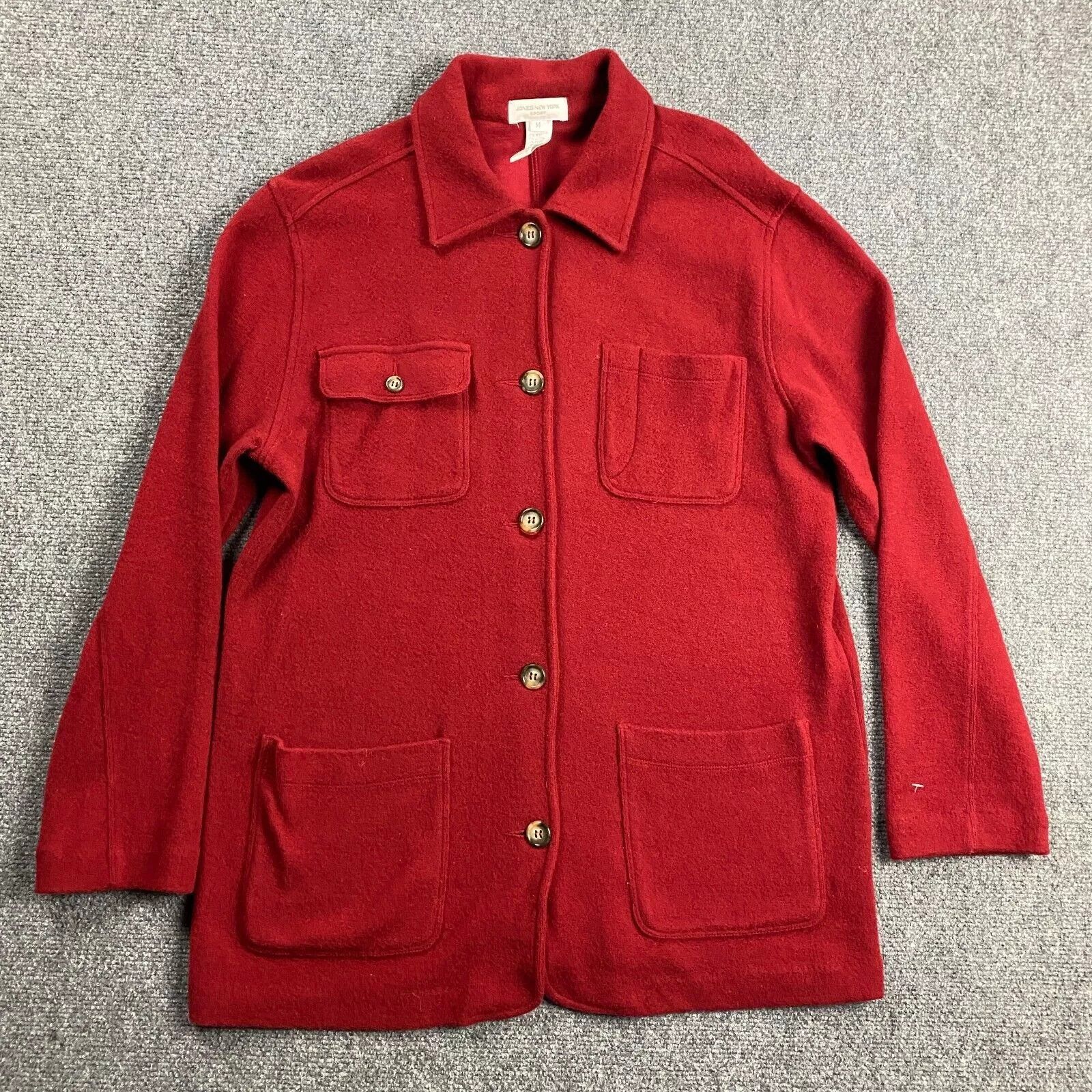 Jones New York × Vintage Jones New York Coat Women's Red Front Pockets Wool Blend M Size M / US 6-8 / IT 42-44 - 1 Thumbnail