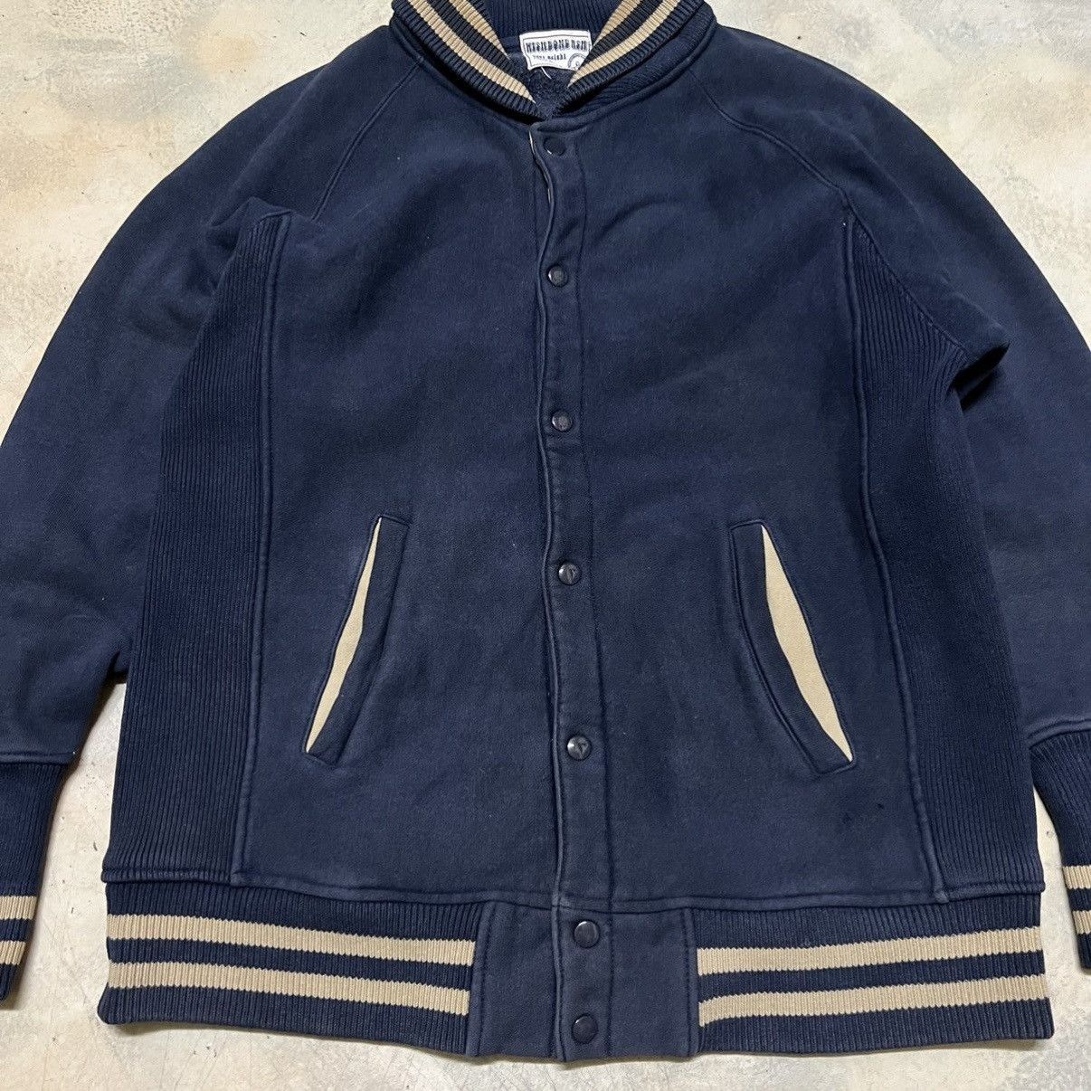 Other Vintage Blue Plain Varsity jacket Size US L / EU 52-54 / 3 - 3 Thumbnail
