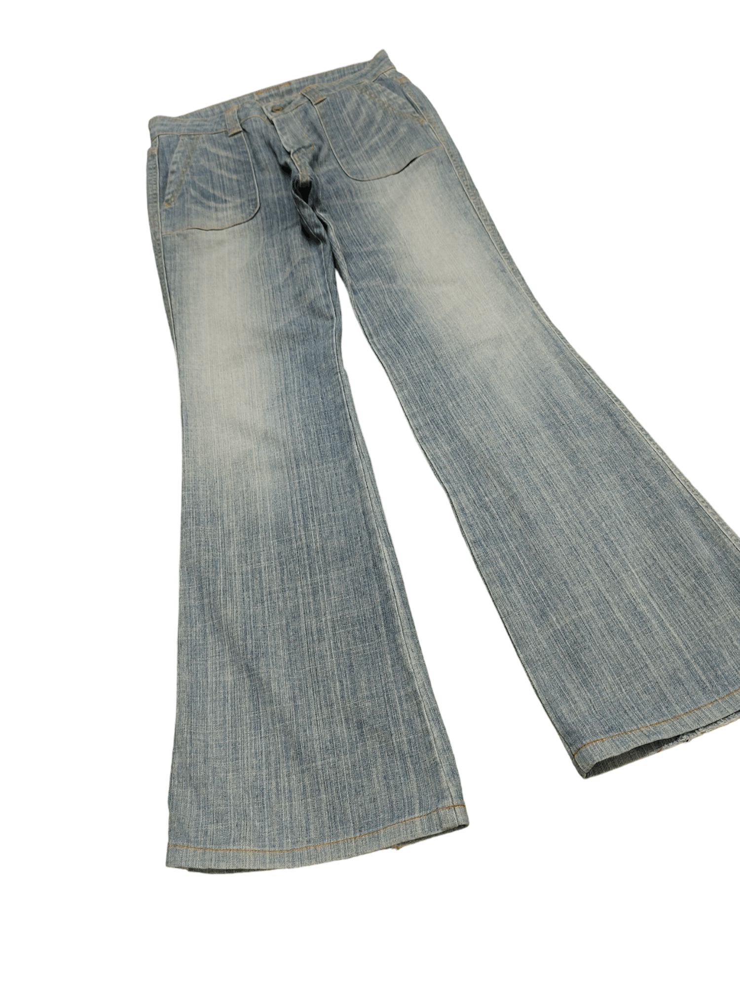 Le Grande Bleu (L.G.B.) Flare Jeans Et Boite Distress Faded Boot Cut Y2k Mudmax Size US 28 / EU 44 - 3 Thumbnail