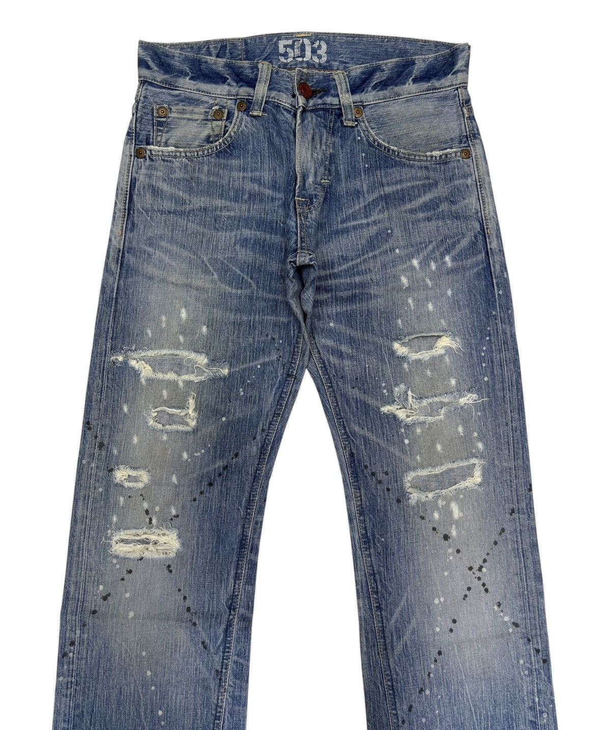 Kapital 🔥EDWIN 503 BLUE TRIP PAINTER DISTRESSED DENIM JEANS Size US 31 - 7 Thumbnail