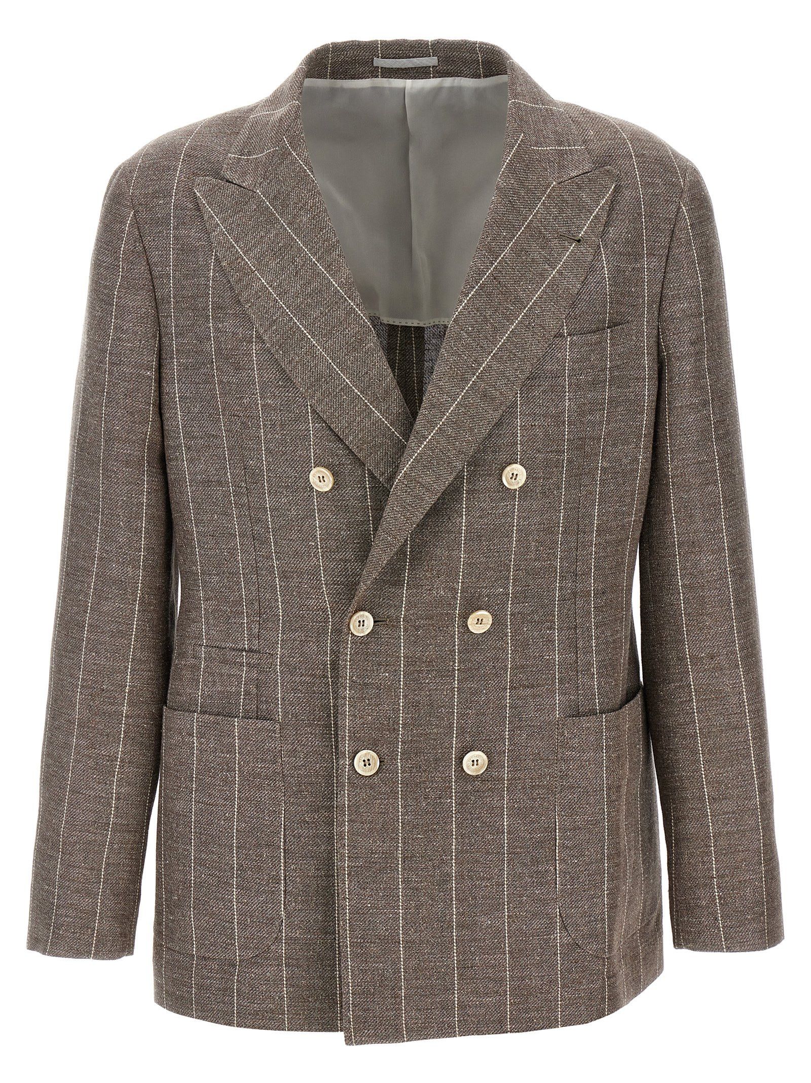 Brunello Cucinelli Pinstriped Deconstructed Blazer Size 52R - 1 Thumbnail
