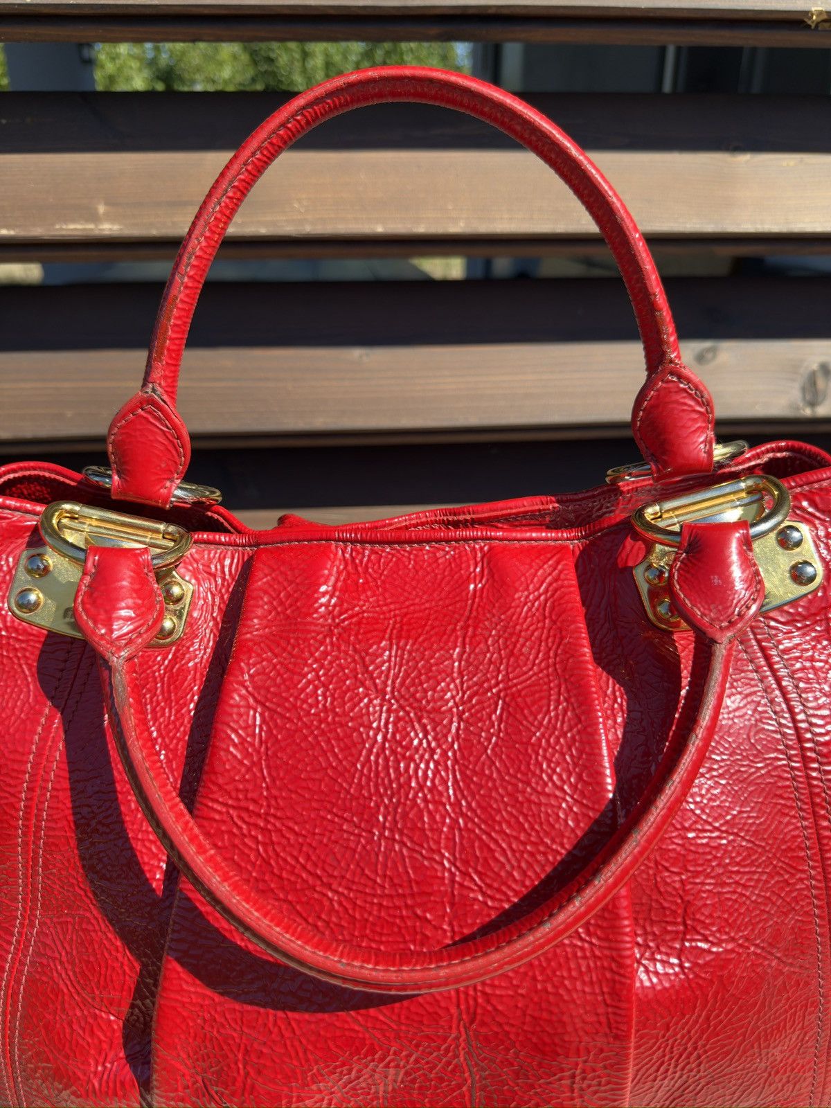 Miu Miu Miu Miu Crinkle Patent Leather Tote Rosso Red Hand Bag Size ONE SIZE - 19 Thumbnail