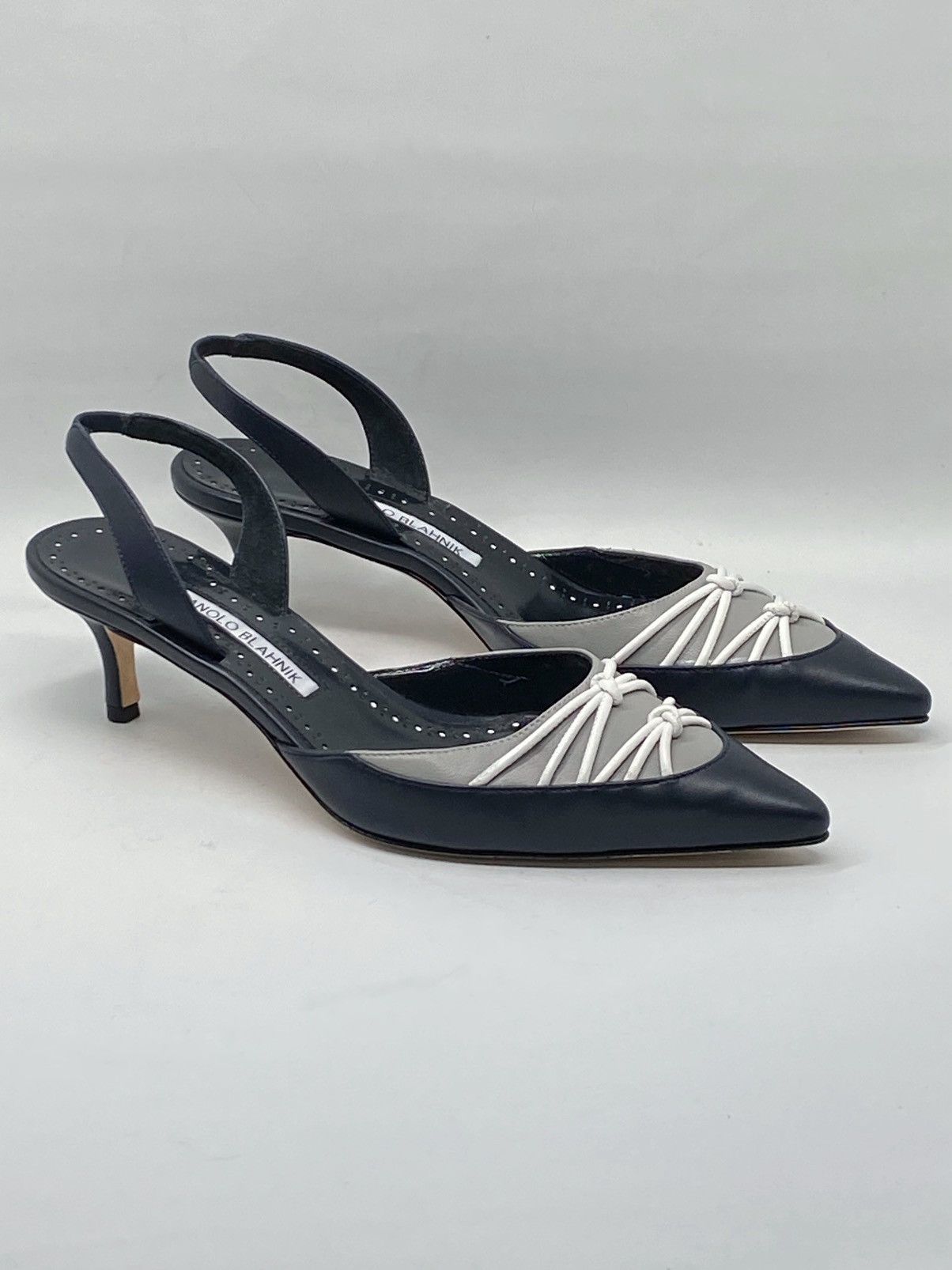 Manolo Blahnik Manolo Blahnik 50MM Leather Slingback Pumps size 37.5 Size US 7.5 / IT 37.5 - 1 Thumbnail