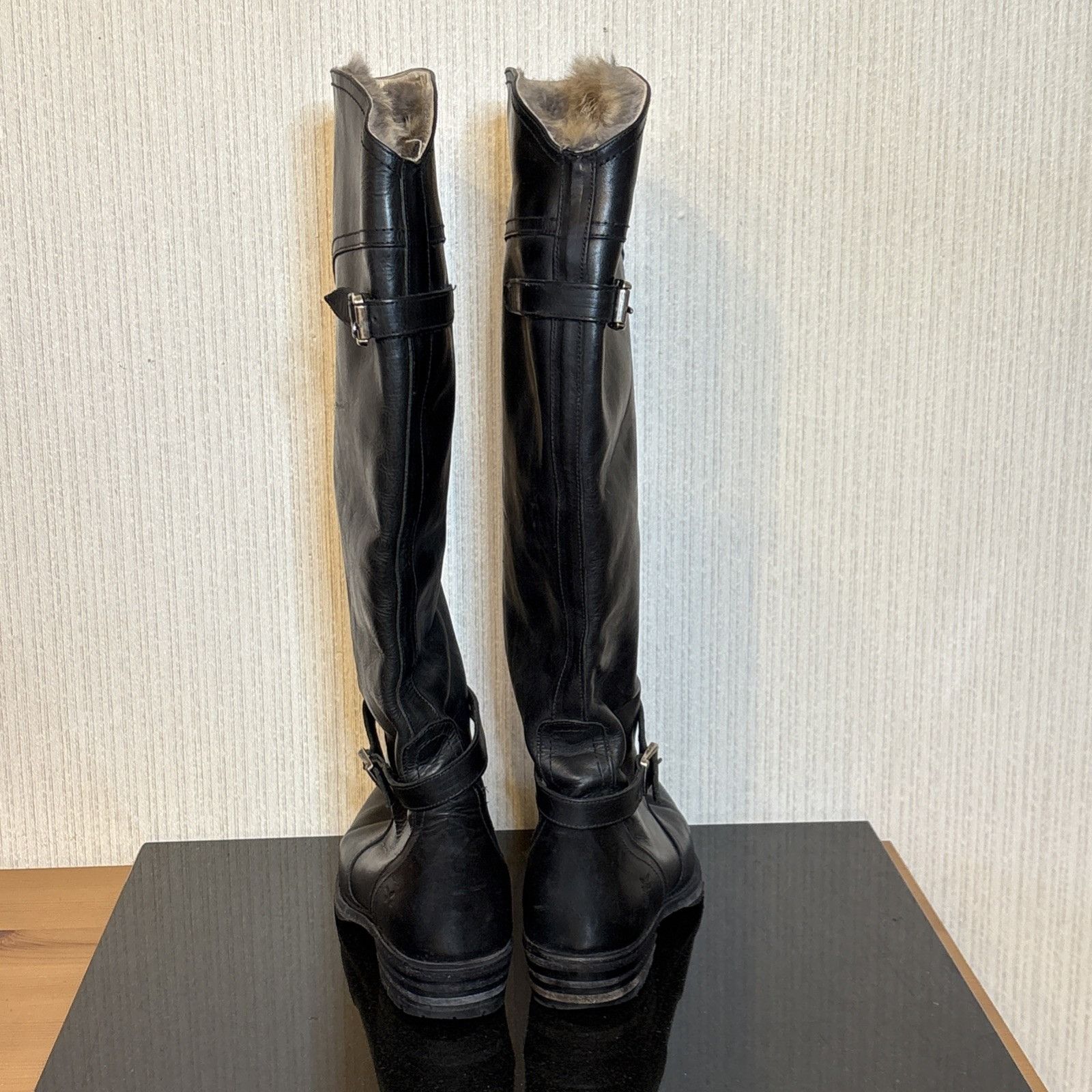 Frye Frye Dorado Riding Boots Womens Size 7 Black Leather Rabbit Size US 7 / IT 37 - 5 Thumbnail