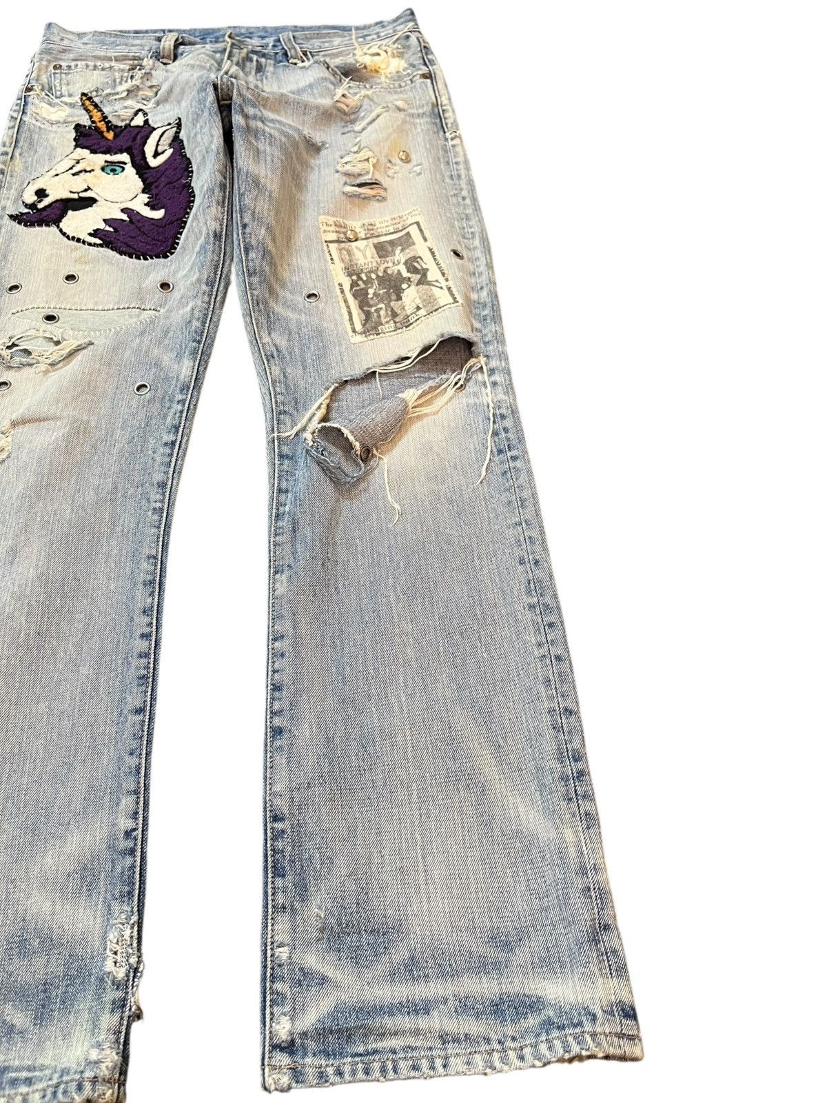If Six Was Nine Vintage RNA Slang Patchwork Embroidery Grunge Denim Size US 32 / EU 48 - 4 Thumbnail