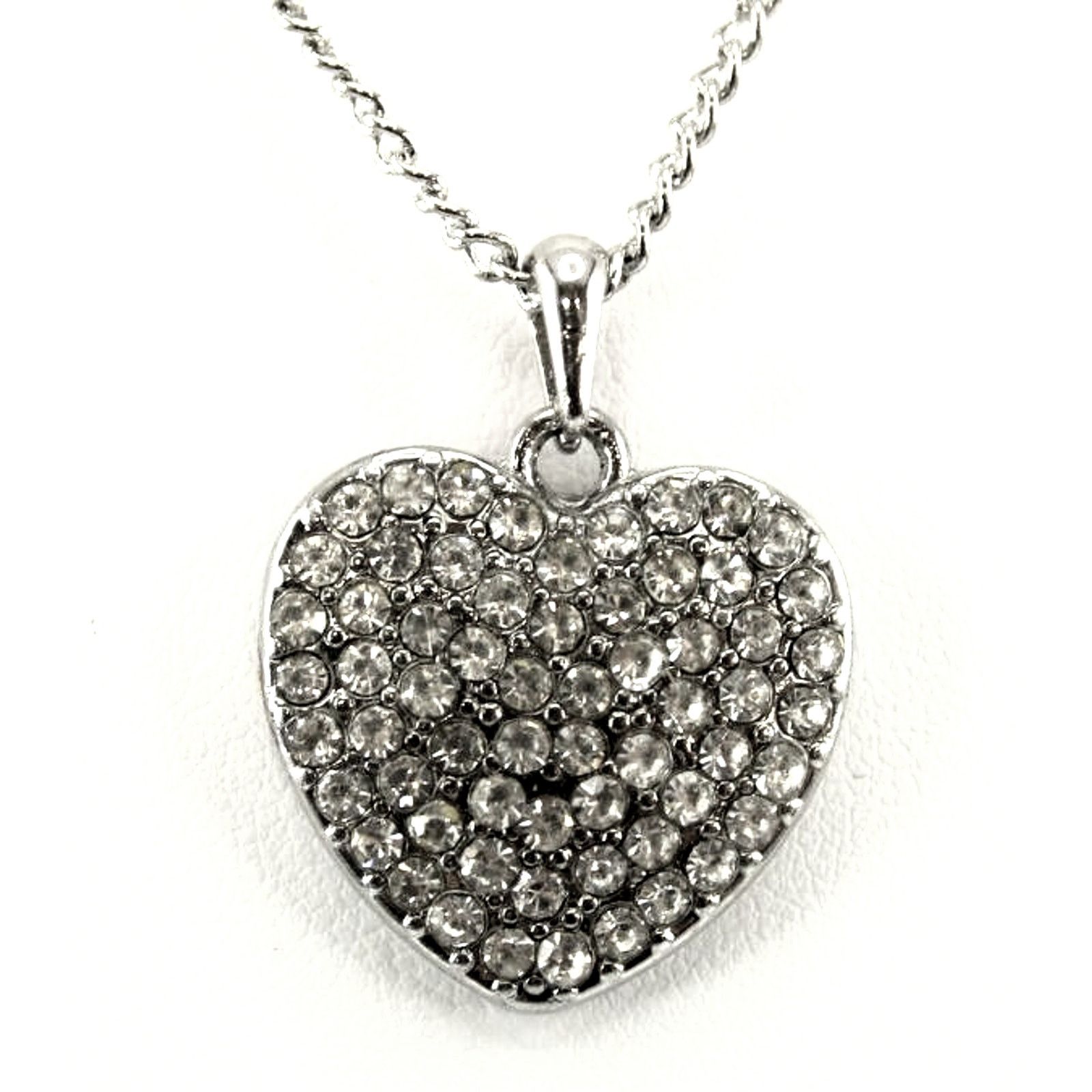 The Unbranded Brand Pendant Necklace & Stud Earrings Genuine Crystals Heart Size ONE SIZE - 2 Thumbnail