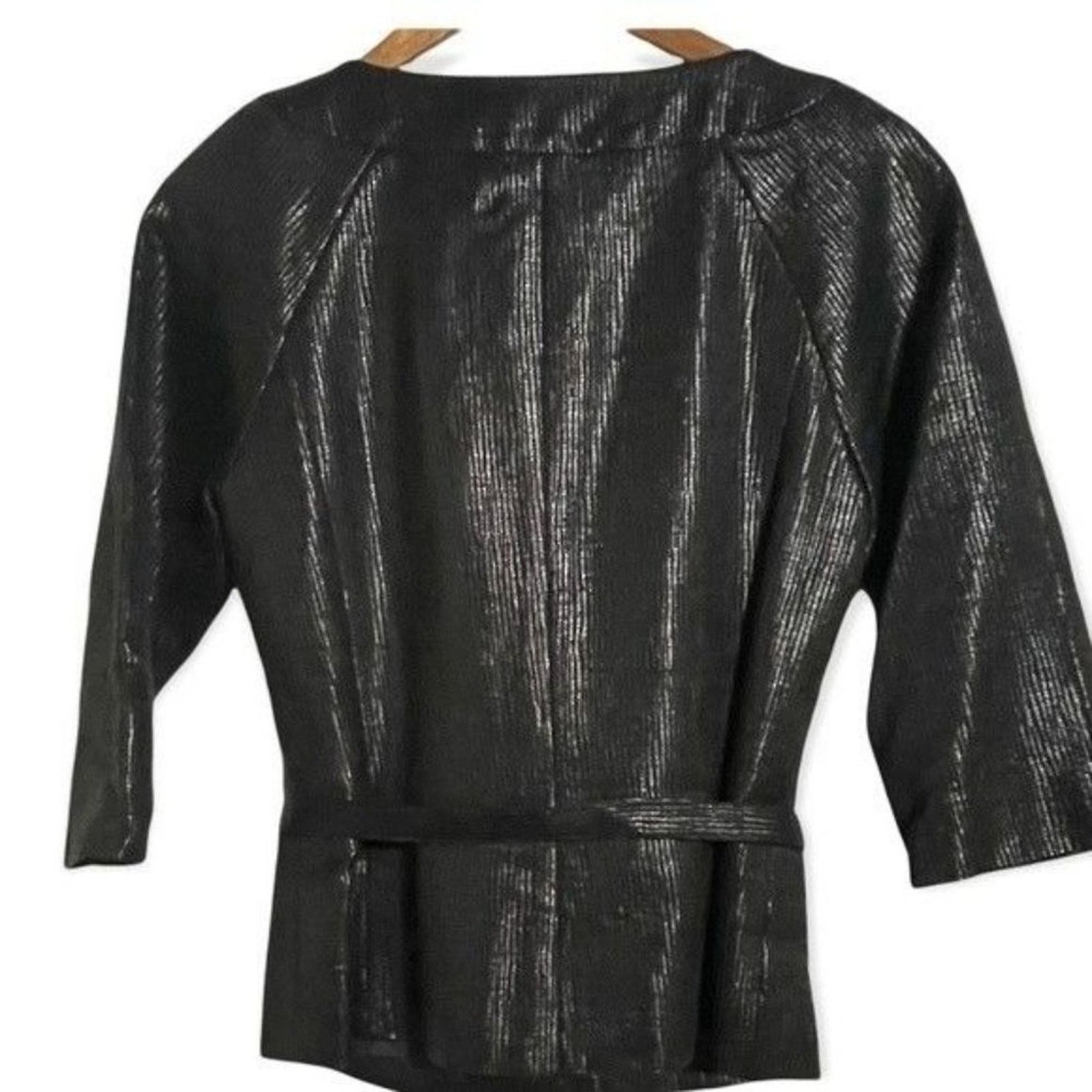 Other Doncaster Collection · Size 4 Shimmer Textured Belted Jacket Size S / US 4 / IT 40 - 4 Thumbnail