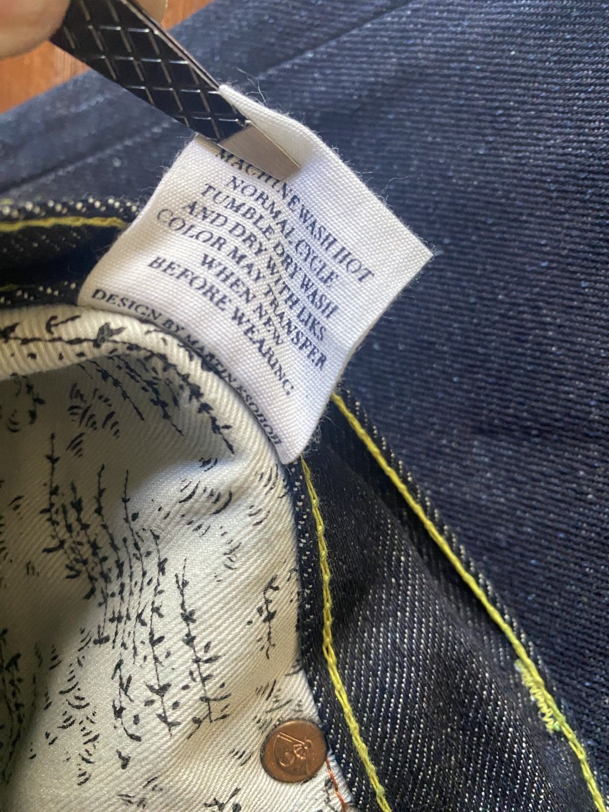 RMC Jeans Red Monkey Company Embroider Wide Denim Jean Short Selvedge Size US 37 - 14 Thumbnail