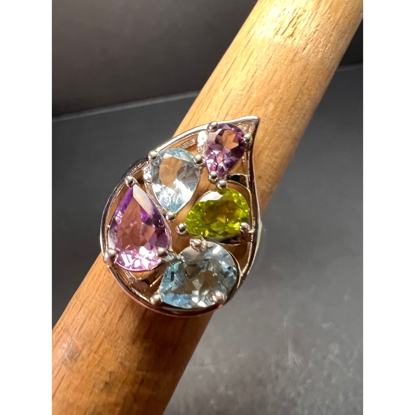 Other Vintage multi gemstone sterling silver cluster ring size 7 Size ONE SIZE - 5 Thumbnail