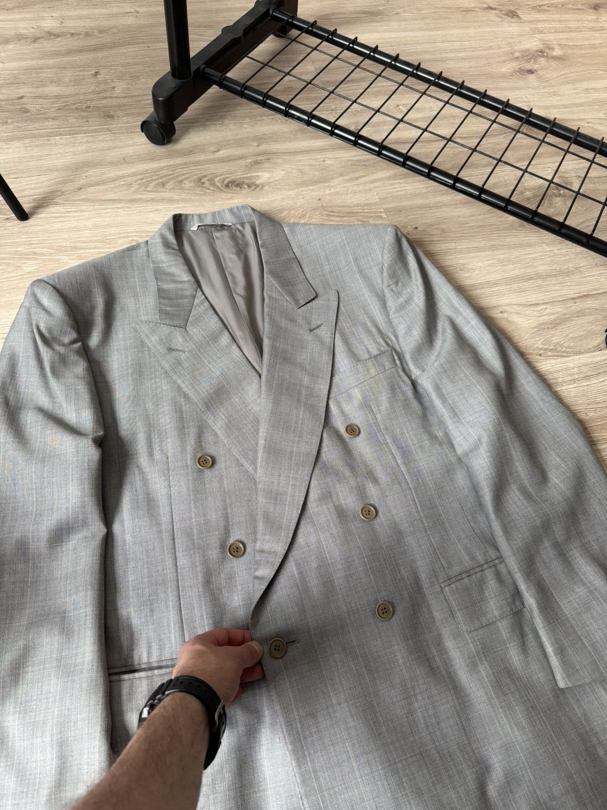 Canali Canali Gray Wool Double Breast Blazer Size 54R - 4 Thumbnail