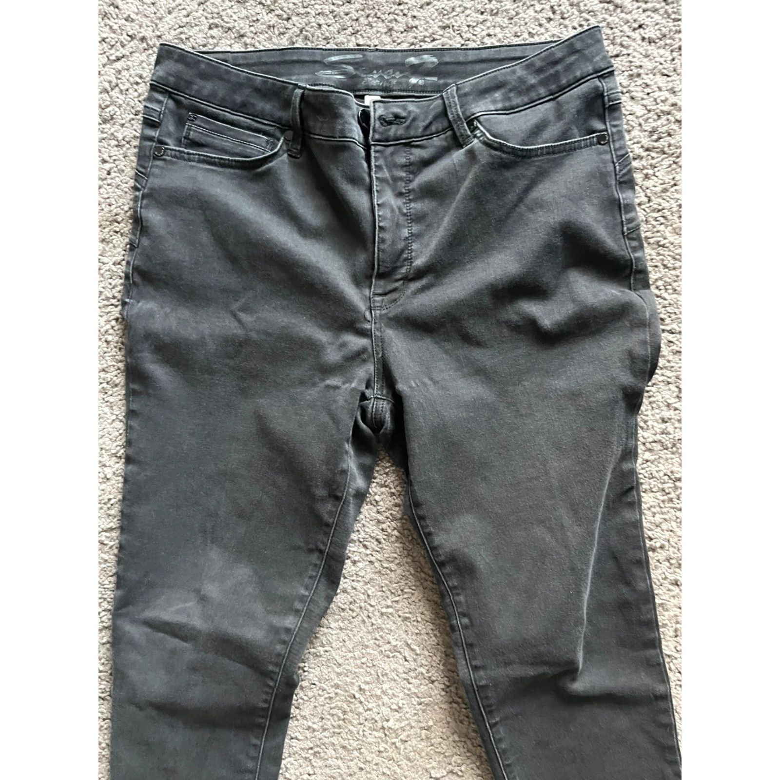 Vintage Women’s Seven7 Mid Rise Skinny Jeans Tapered Ankle Black Distress 14 Size 36" / US 14 / IT 50 - 5 Thumbnail