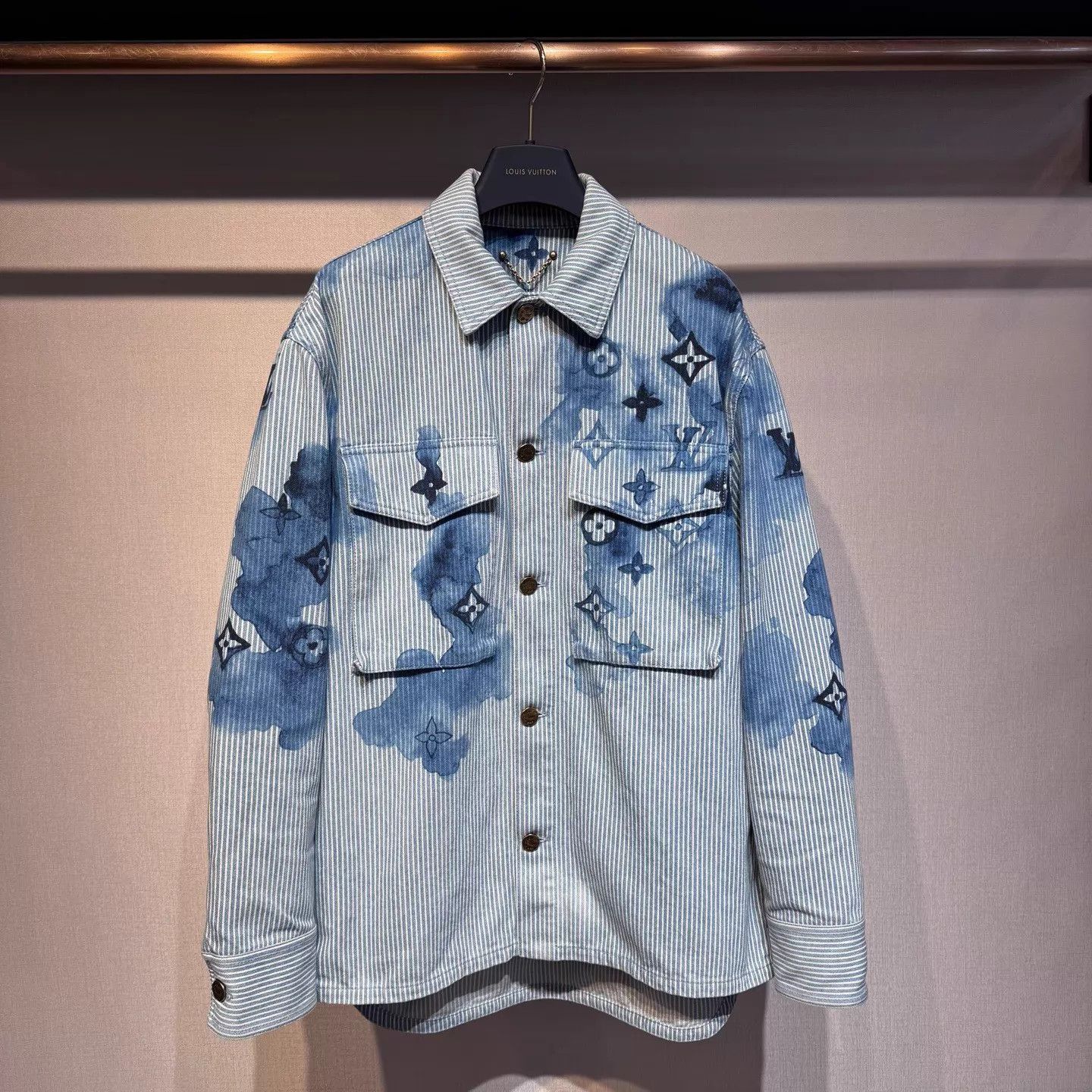 Louis Vuitton Blue Printed Striped Button-Up Shirt XS Size US XS / EU 42 / 0 - 1 Thumbnail
