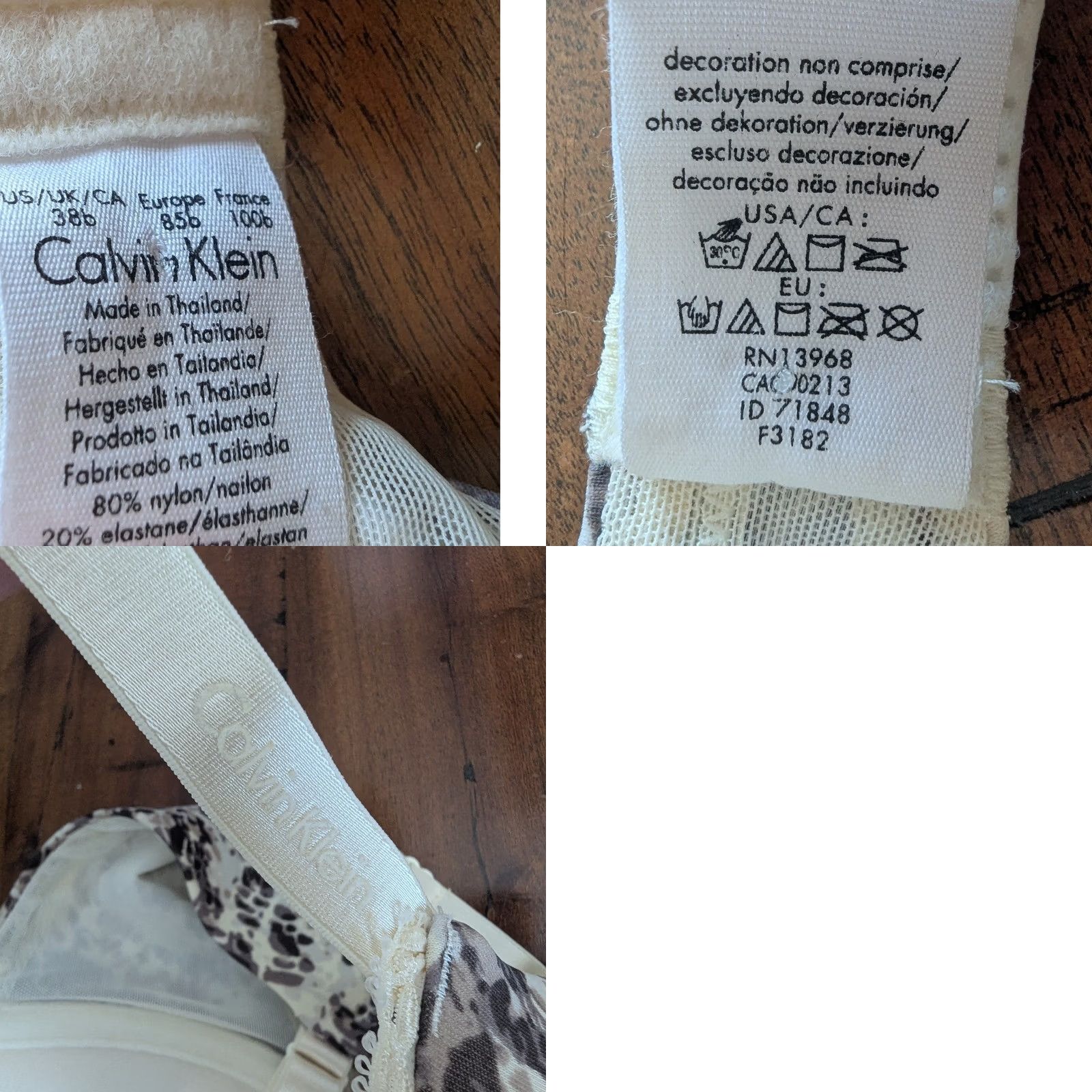 Calvin Klein Calvin Klein Push Up Bra Womens 38B Beige Neutral Snake Print Cream Black Underwire Light Padding Size ONE SIZE - 8 Thumbnail