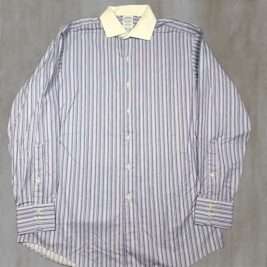 Brooks Brothers Brooks Brothers Shirt Mens Large 16 33 Blue Stripe Long Sleeve Slim Fit USA Size US L / EU 52-54 / 3 - 1 Thumbnail