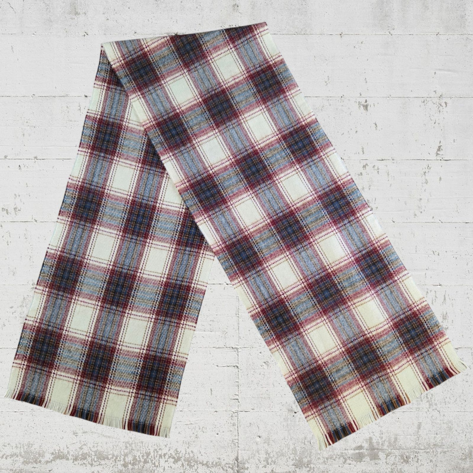 Vintage Vintage Red Cream Plaid Fringe Five Footer Scarf Size ONE SIZE - 6 Thumbnail