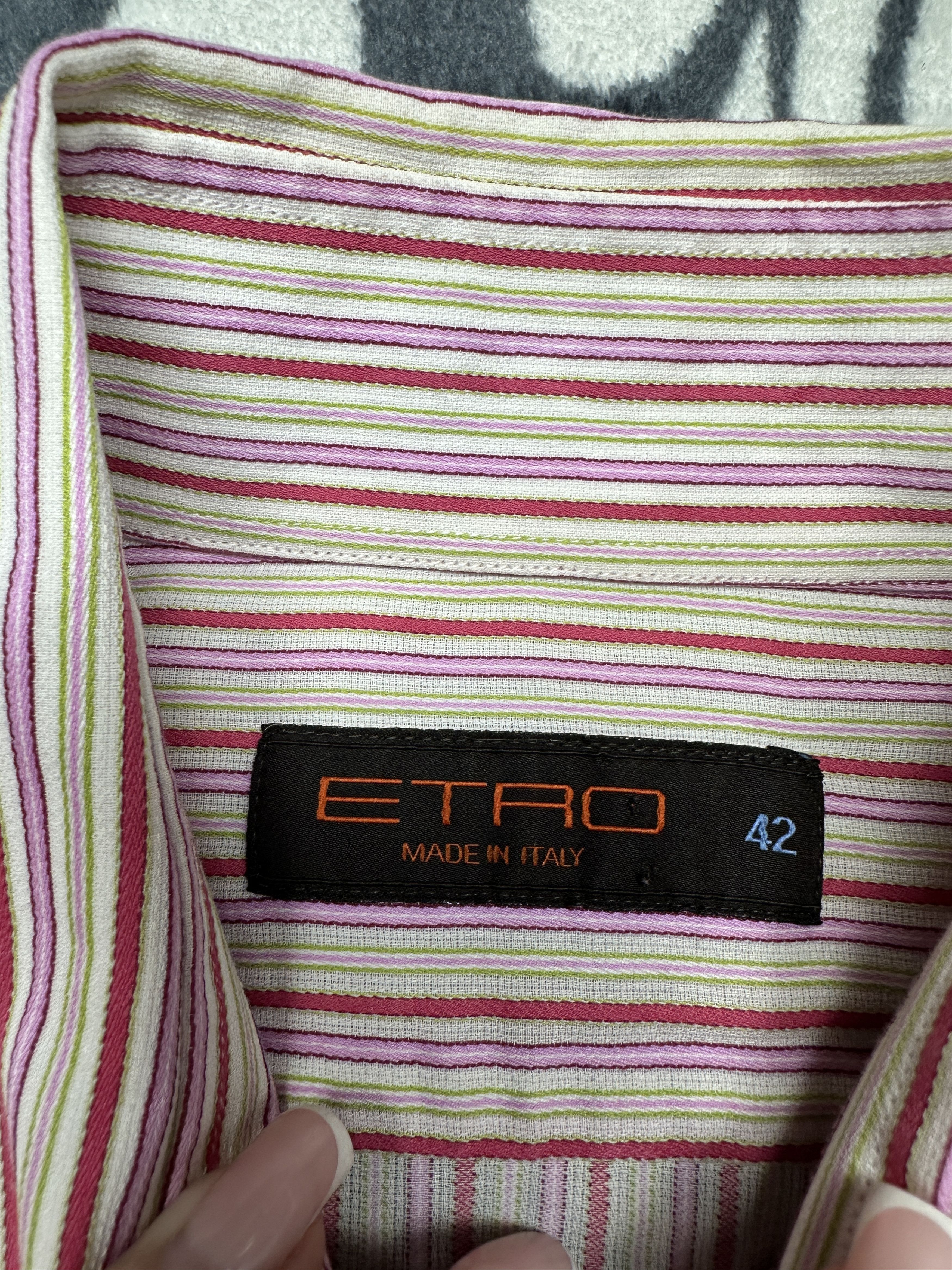 Etro Etro Vintage Mens Long Sleeve Striped Shirt Size US L / EU 52-54 / 3 - 3 Thumbnail
