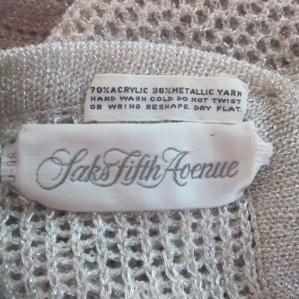 Saks Fifth Avenue Vintage Sweater Banff Silver Knit Sparkle Fits XS Size XS / US 0-2 / IT 36-38 - 5 Thumbnail