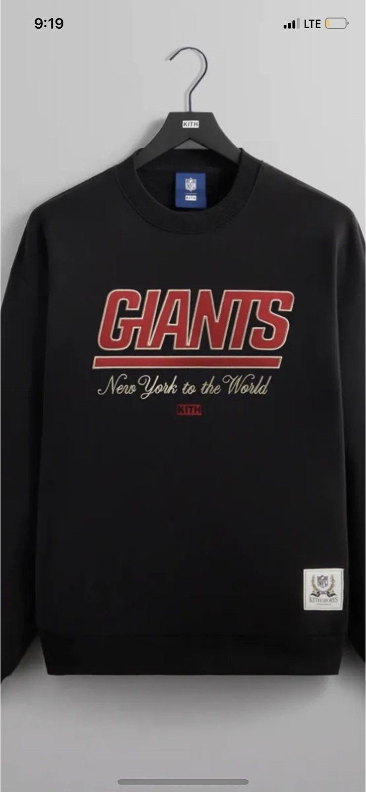 Kith for the NFL: Giants Nelson Vintage Crewneck - Black