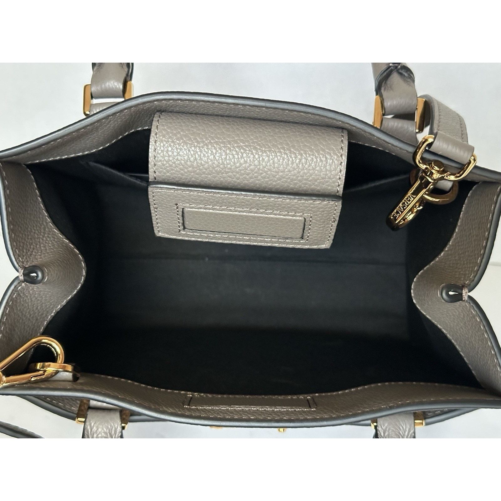 Versace Versace Virtus Grainy Calf Small Grey Top Handle Bag 1005960 Size ONE SIZE - 8 Thumbnail