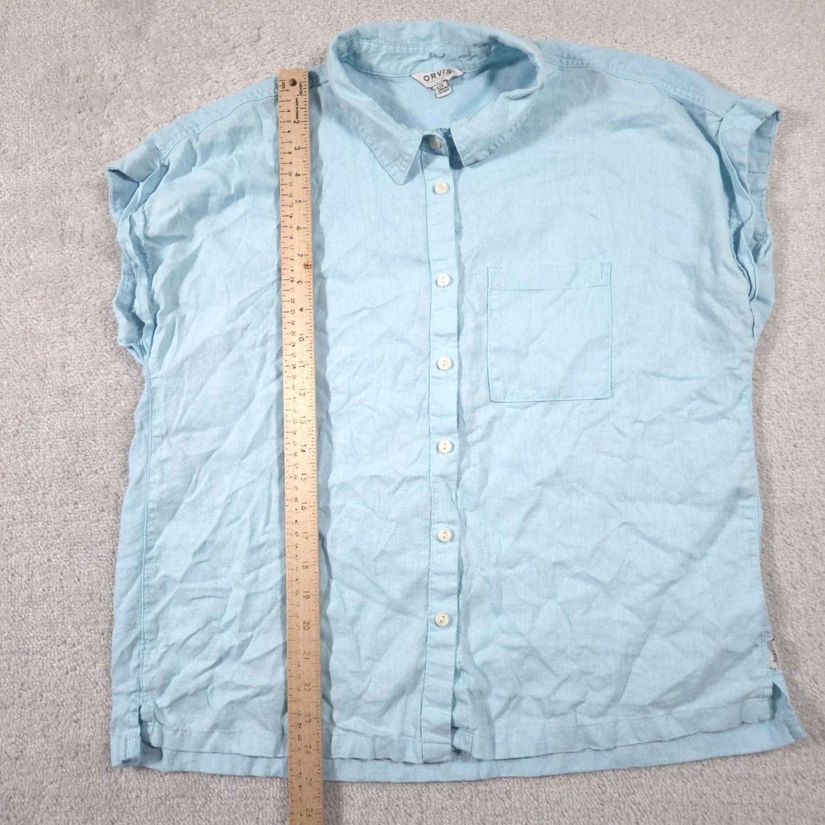 Orvis Orvis Shirt Womens Large Blue Linen Blend Sleeveless Button Lightweight Size L / US 10 / IT 46 - 7 Thumbnail