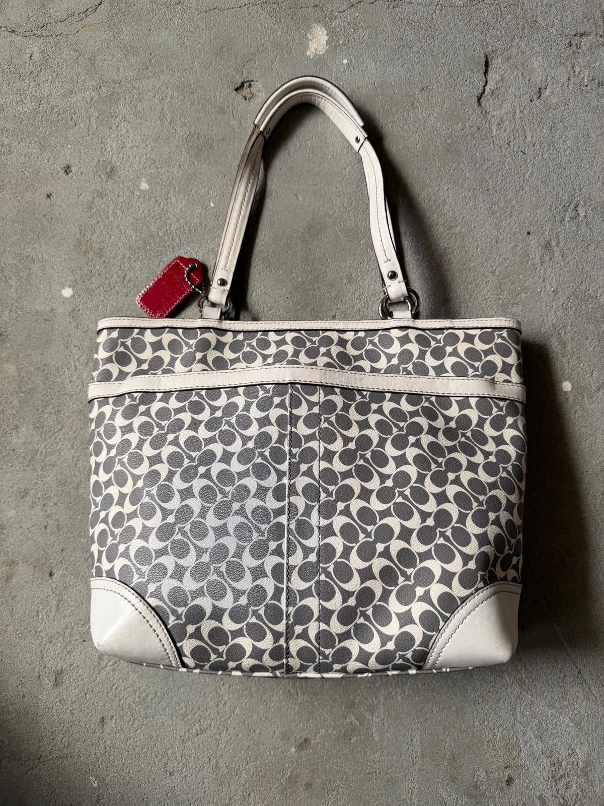 Coach Coach Signature Heritage Stripe Tote Bag Grey/Pink Size ONE SIZE - 9 Thumbnail
