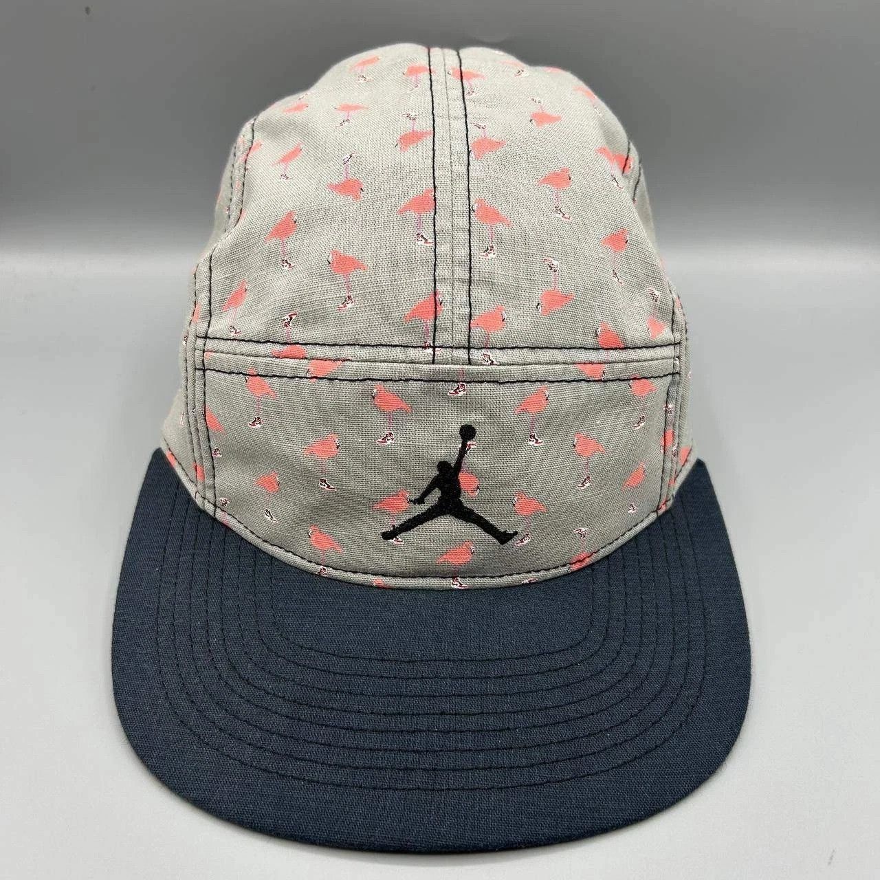 Jordan Brand Air Jordan 5 Panel Hat Men Gray Black Flamingo Strap Back Size ONE SIZE - 1 Thumbnail