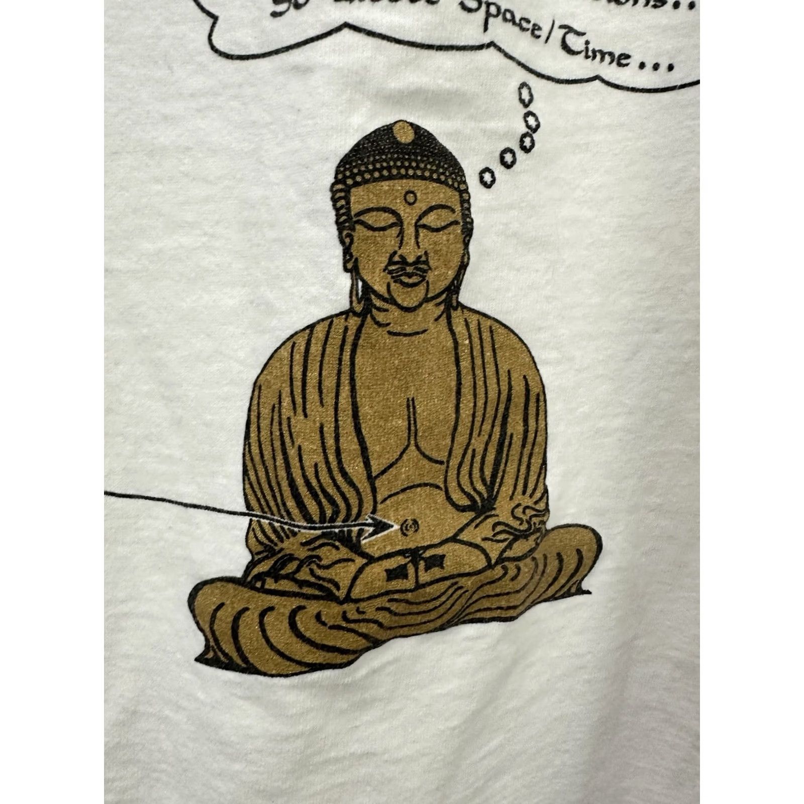 Fruit Of The Loom VTG 90s Buddhism T-Shirt 2XL Men White Nike? Size US XXL / EU 58 / 5 - 4 Thumbnail