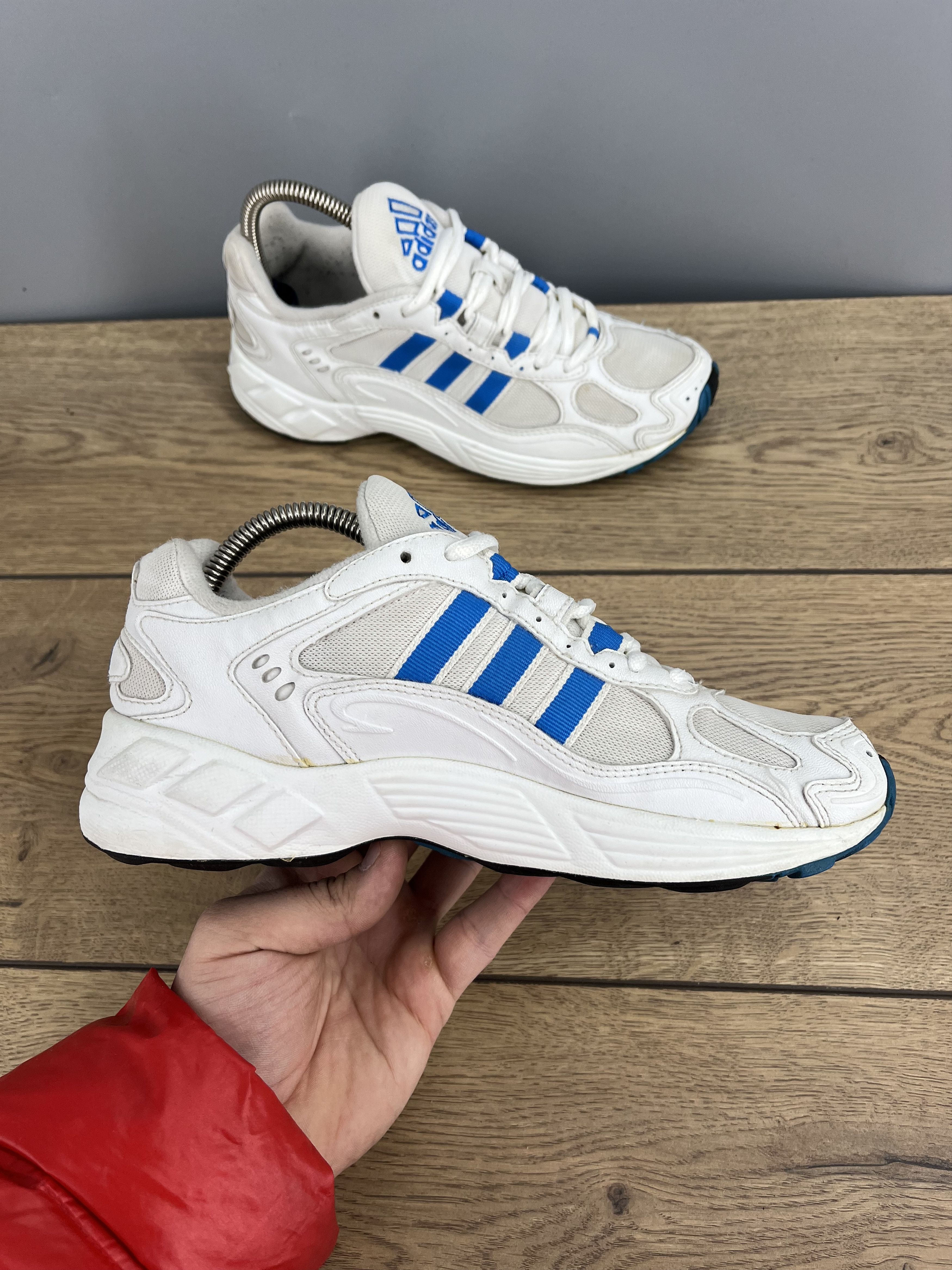 Adidas Vintage 90s Adidas Sneakers White Blue Trainers EU 38 Size US 6.5 / IT 36.5 - 6 Thumbnail