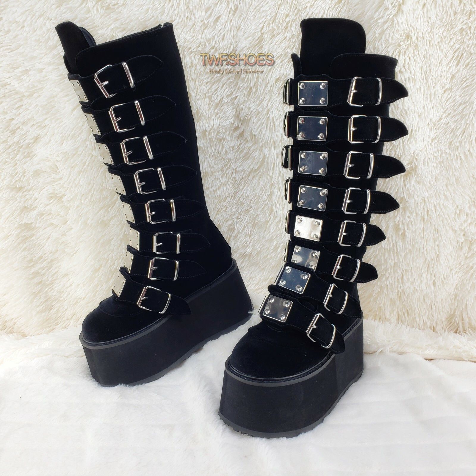 Other DEMONIA Damned 318 Multi Strap Goth Punk Rock Platform Boot Size US 10 / IT 40 - 1 Thumbnail